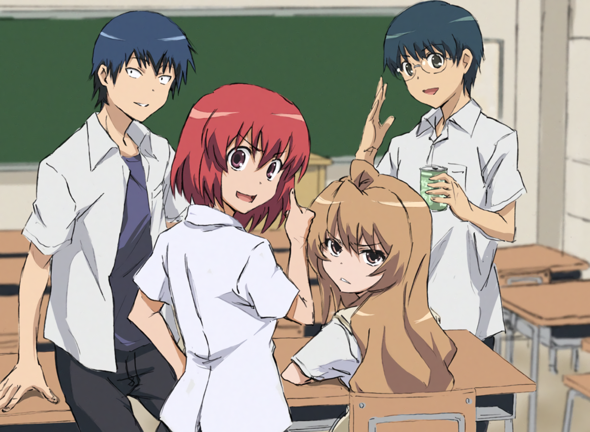 Ryuuji Takasu and friends in a classroom HD Wallpaper