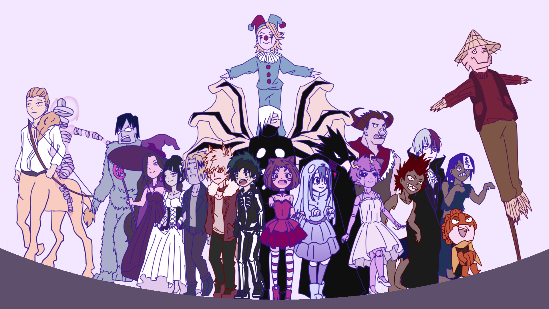 My Hero Academia characters in Halloween costumes HD Wallpaper