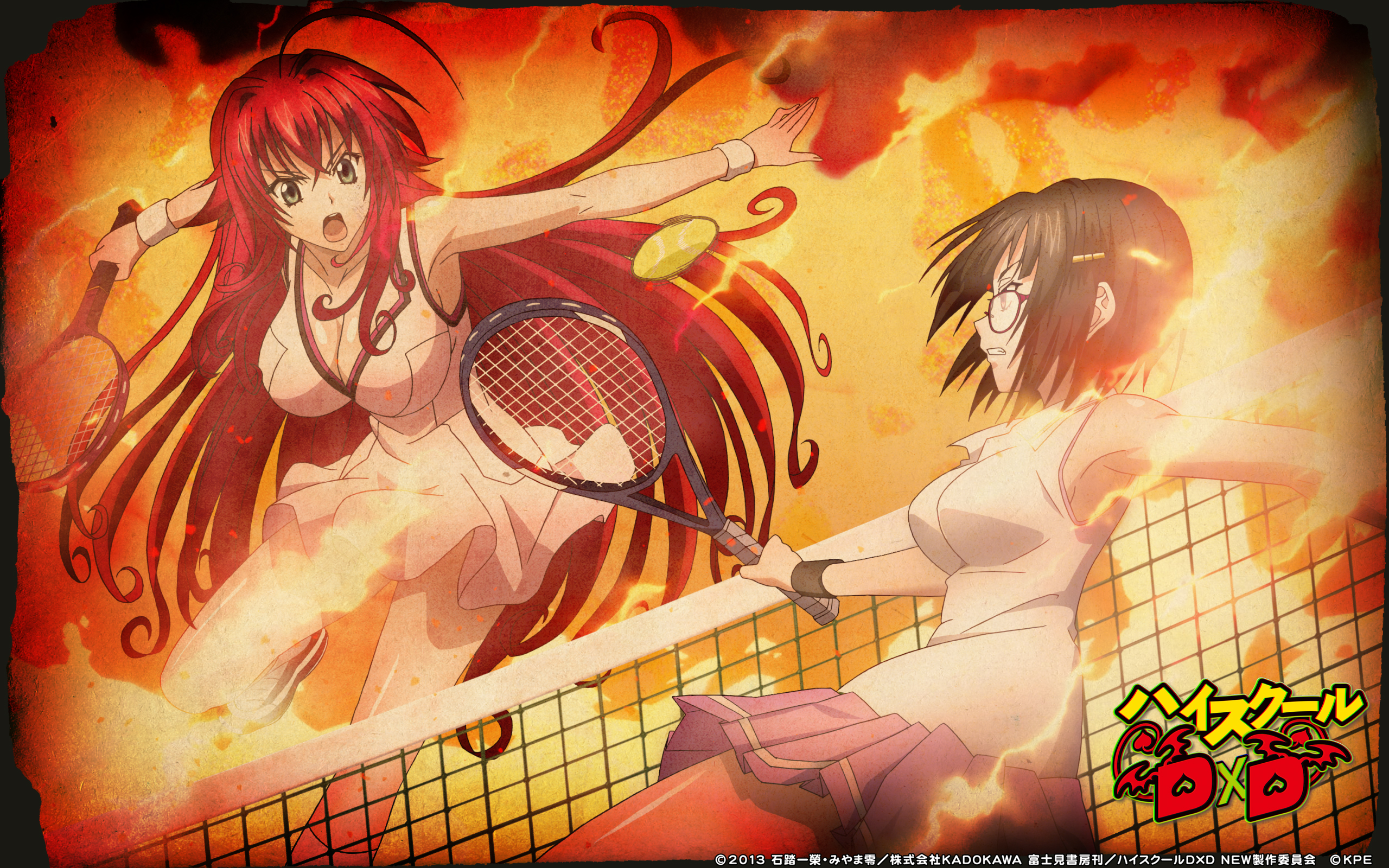 Rias Gremory and Akeno Himejima playing tennis HD Wallpaper