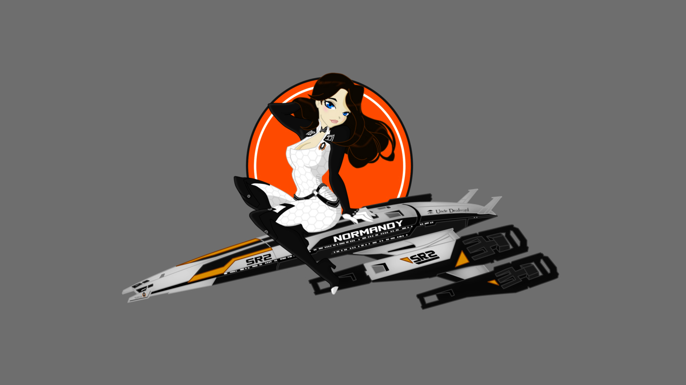 Miranda Lawson from Mass Effect sitting on the Normandy SR-2 HD Wallpaper