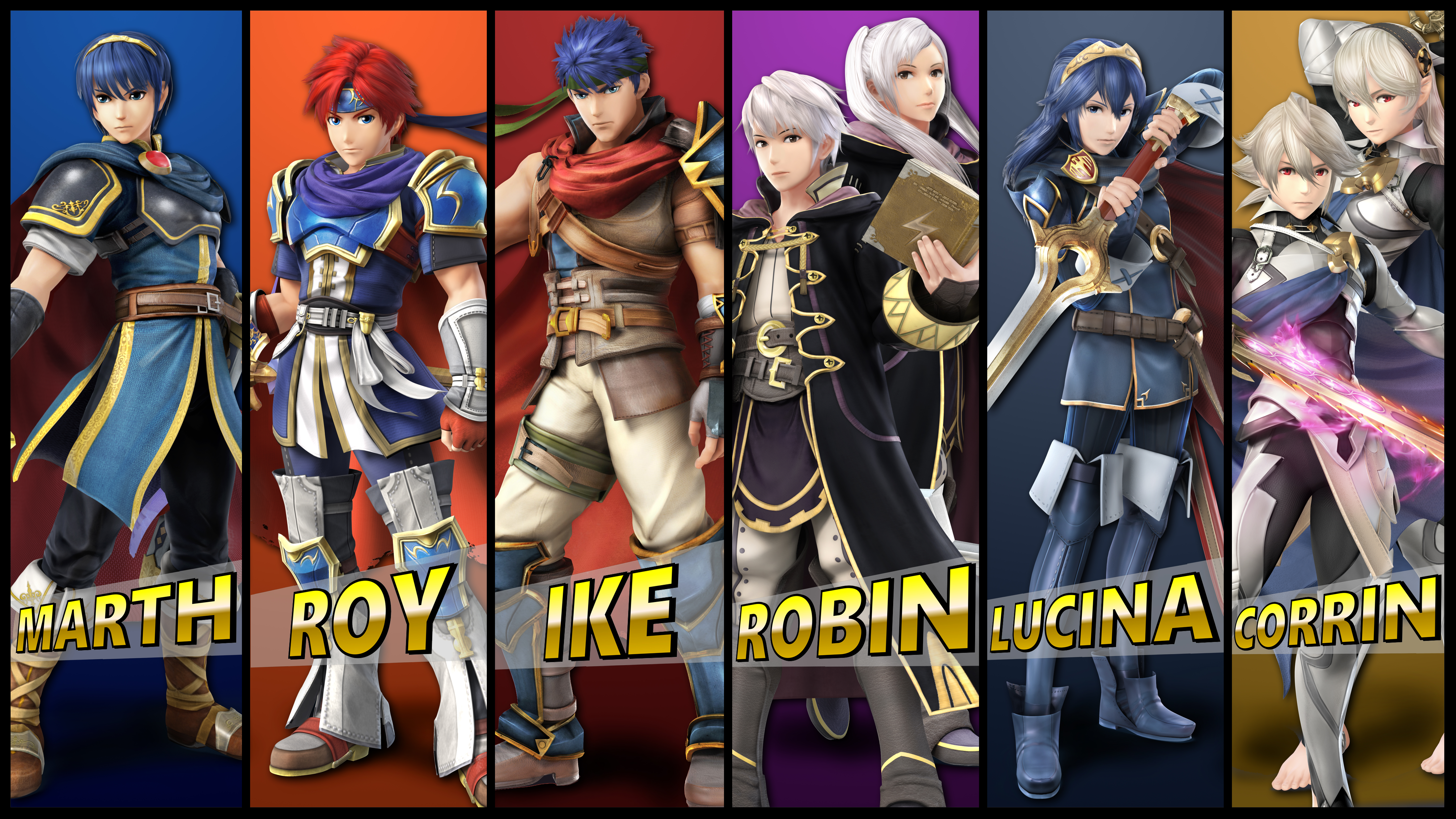 Marth, Roy, Ike, Robin, Lucina, and Corrin from Fire Emblem HD Wallpaper