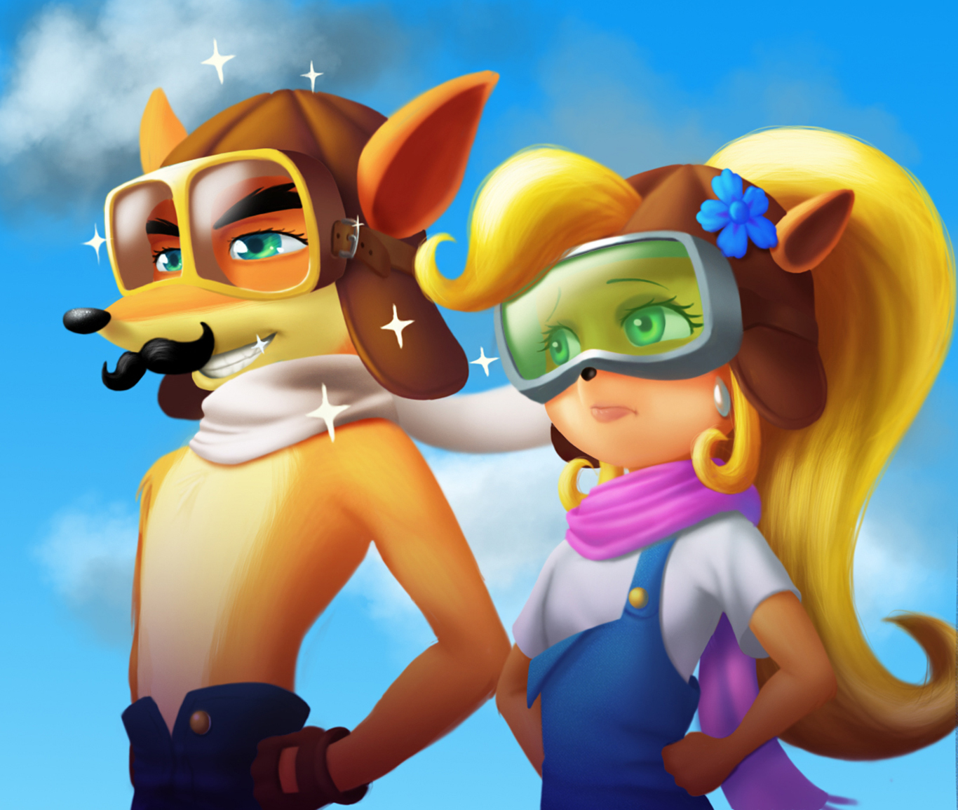 Crash and Coco Bandicoot as pilots HD Wallpaper
