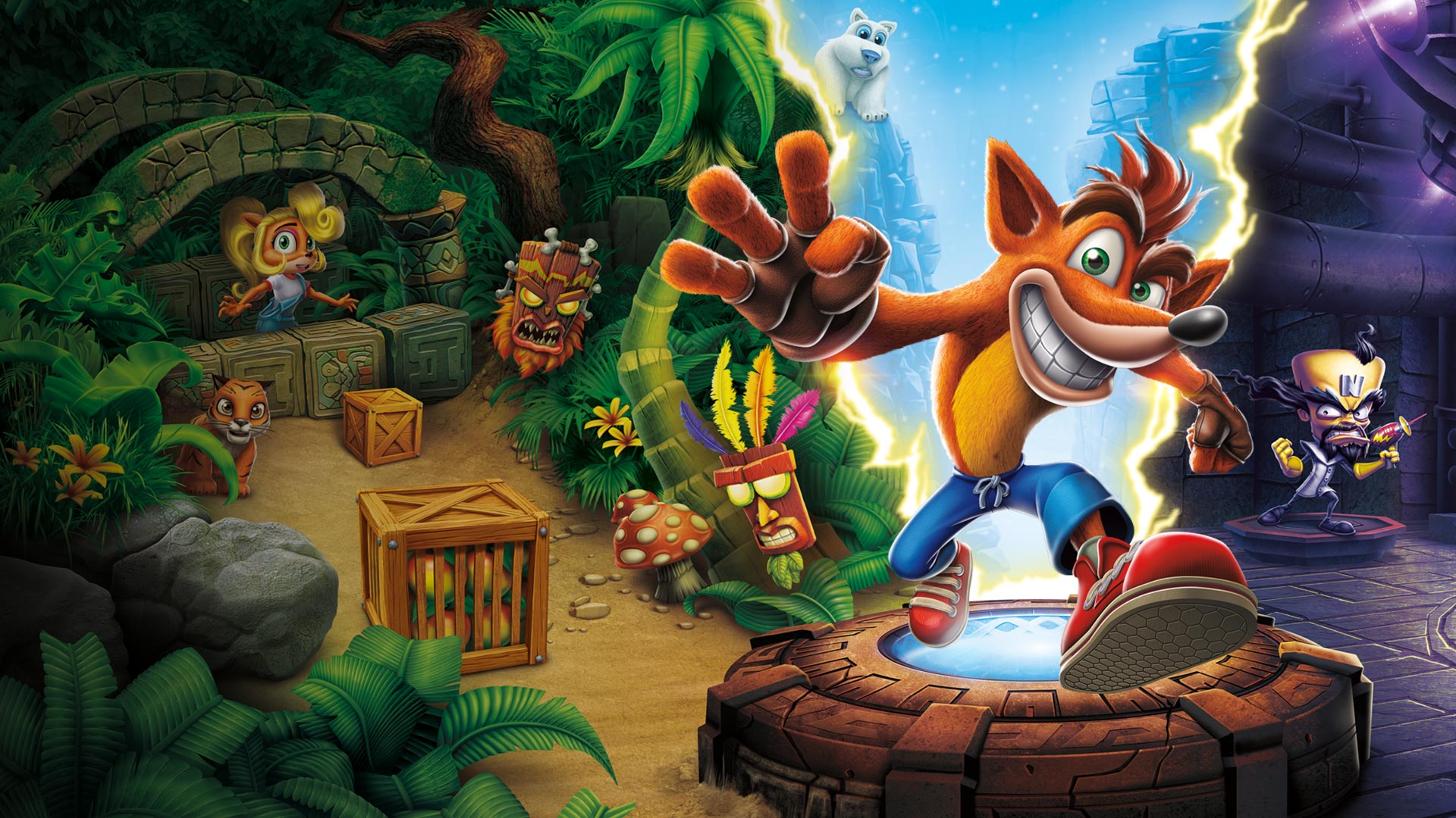 Crash Bandicoot and Coco Bandicoot in jungle HD Wallpaper