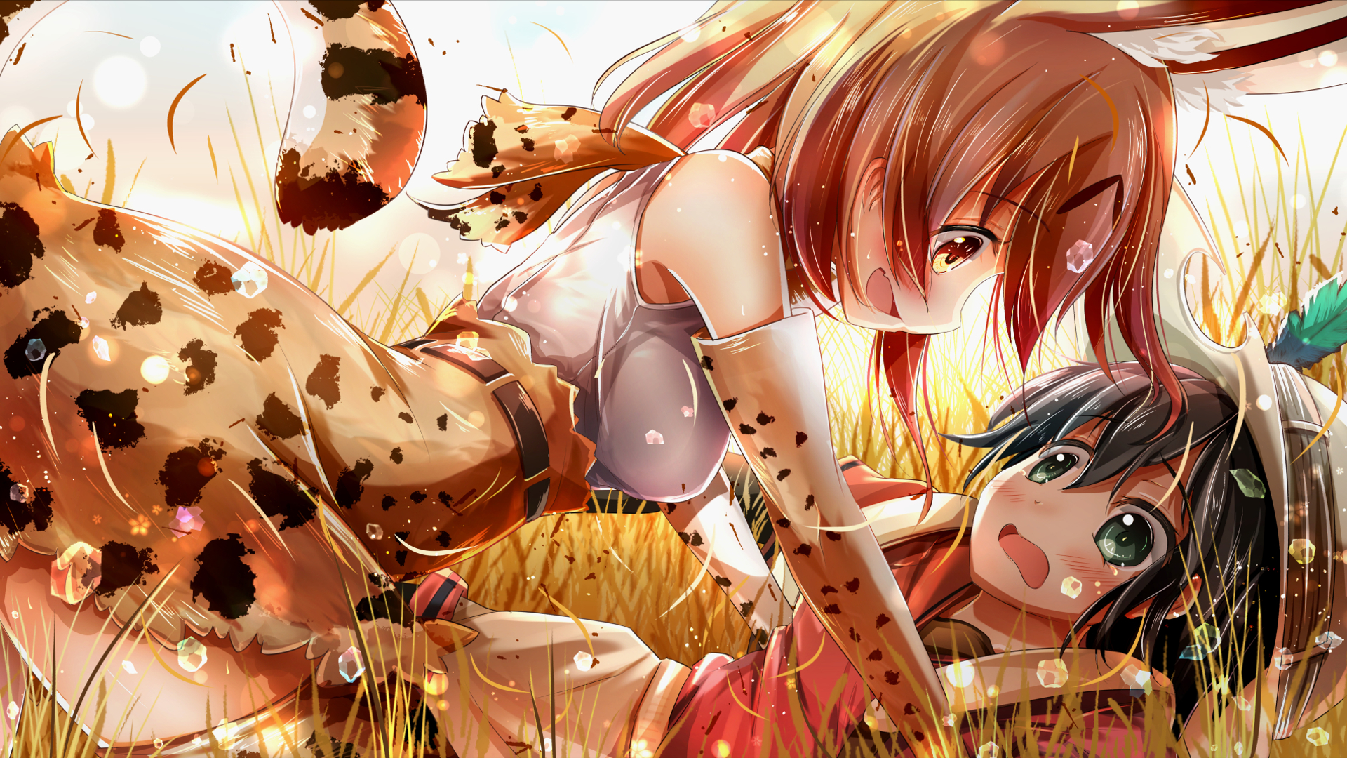 Serval from Kemono Friends in a field HD Wallpaper