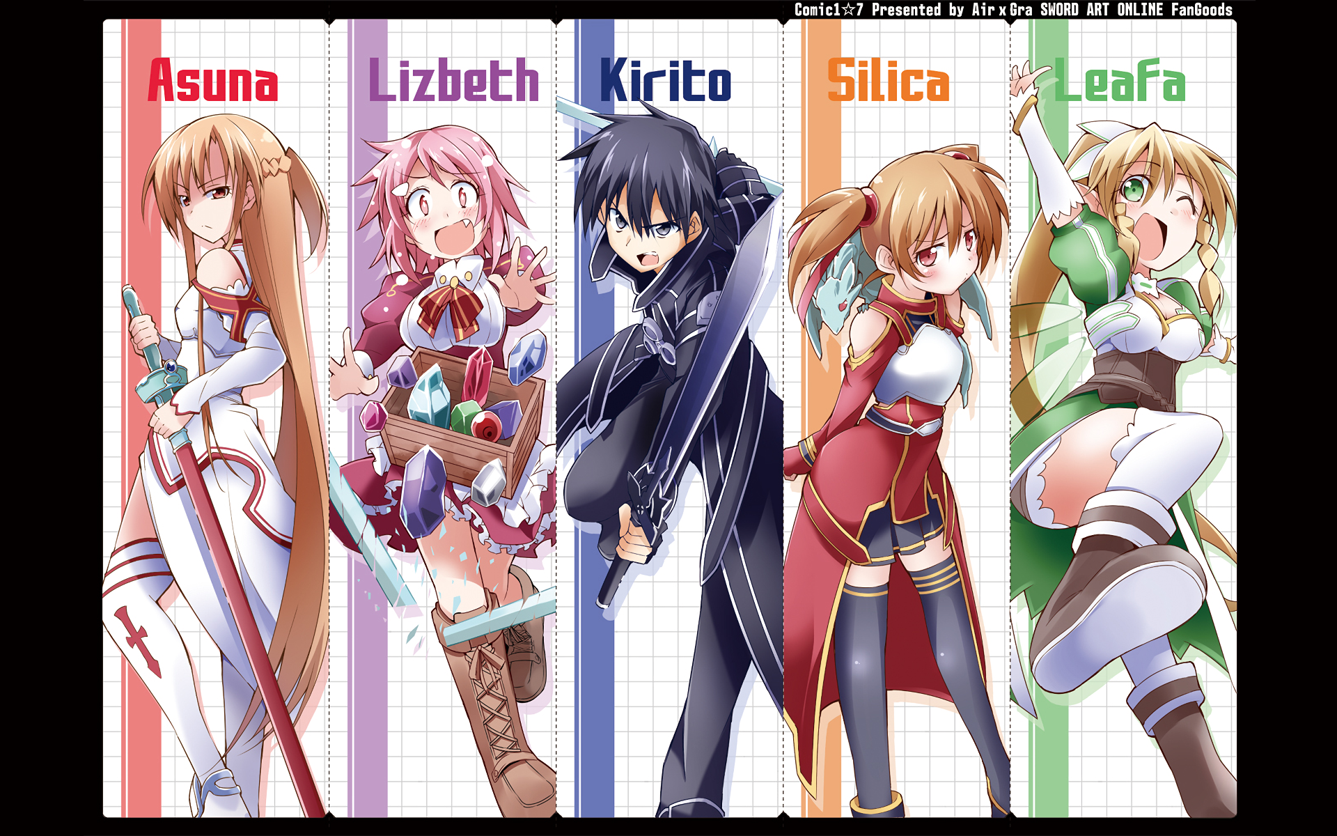 Asuna, Lizbeth, Kirito, Silica, and Leafa from Sword Art Online HD Wallpaper