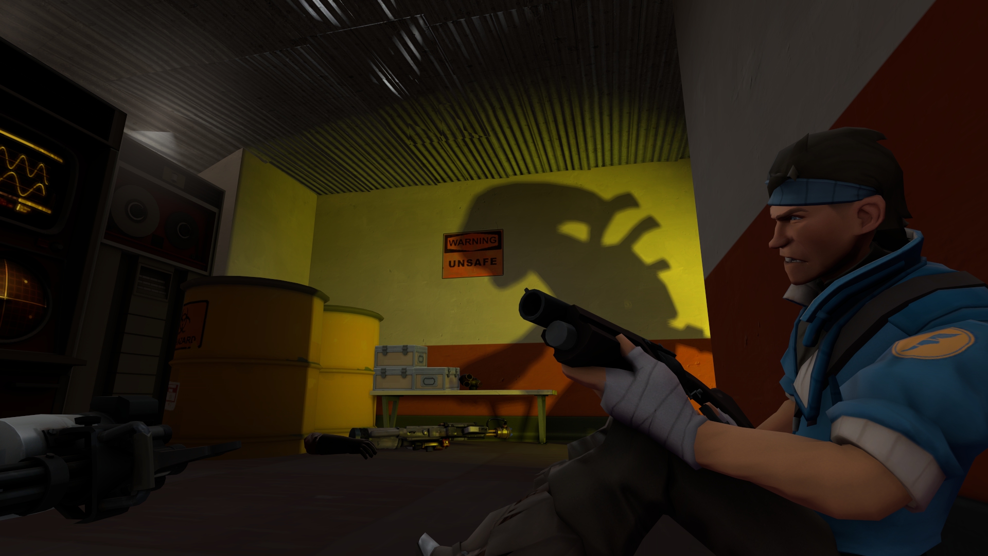 Scout from Team Fortress 2 holding a shotgun HD Wallpaper