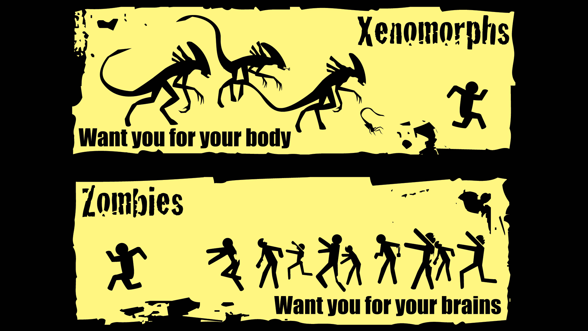 Xenomorphs vs Zombies illustration HD Wallpaper