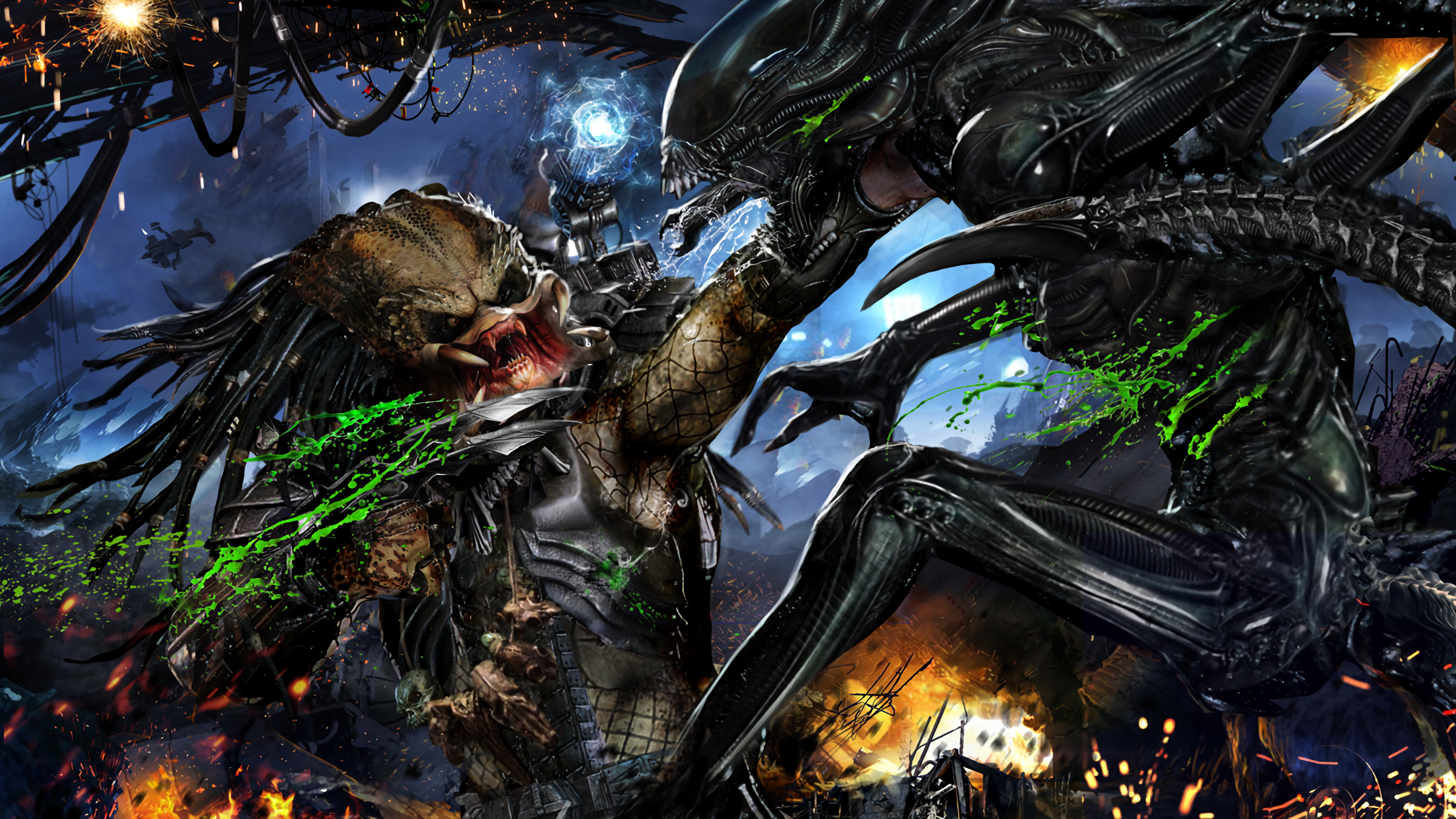 Predator vs Alien from Alien franchise HD Wallpaper