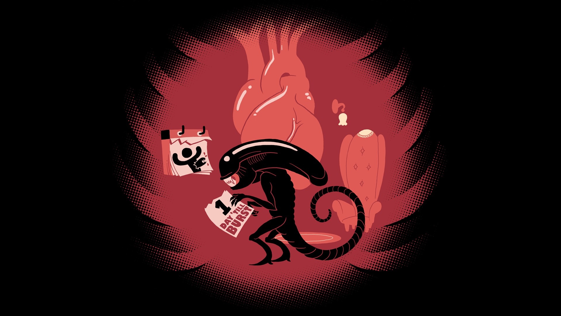 Xenomorph from Alien with calendar and heart HD Wallpaper