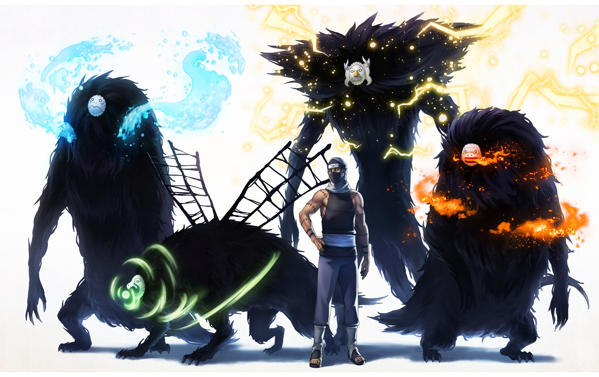 Kakuzu and his Earth Grudge Fear Tailed Beasts from Naruto HD Wallpaper