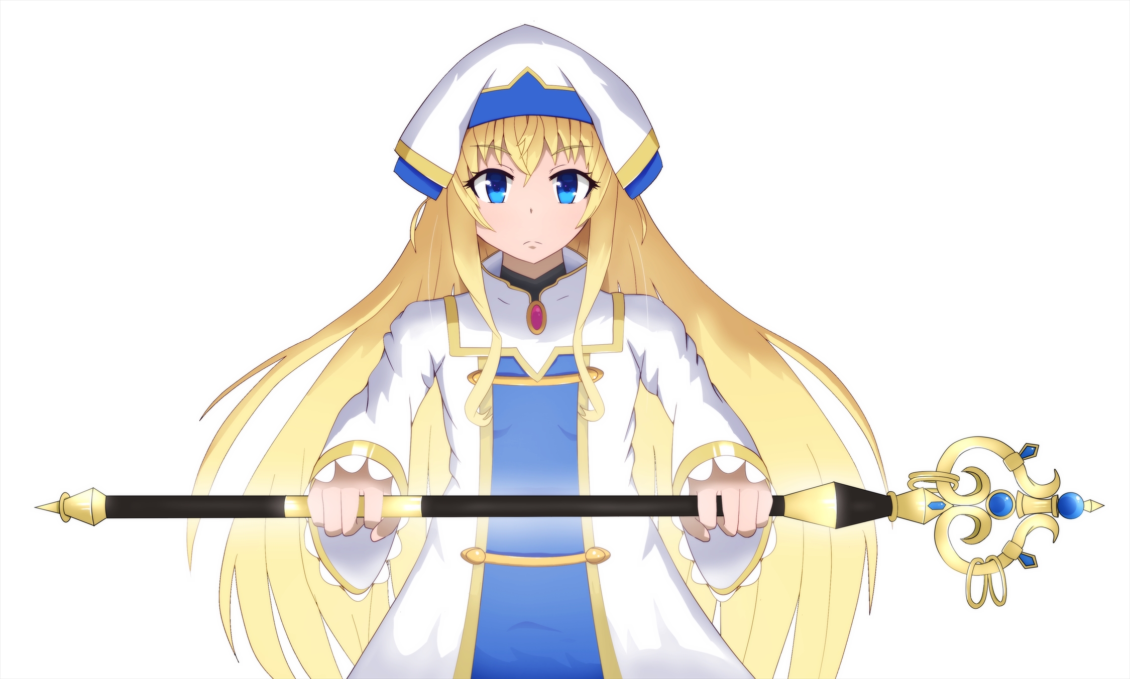 Priestess from Goblin Slayer holding a staff HD Wallpaper