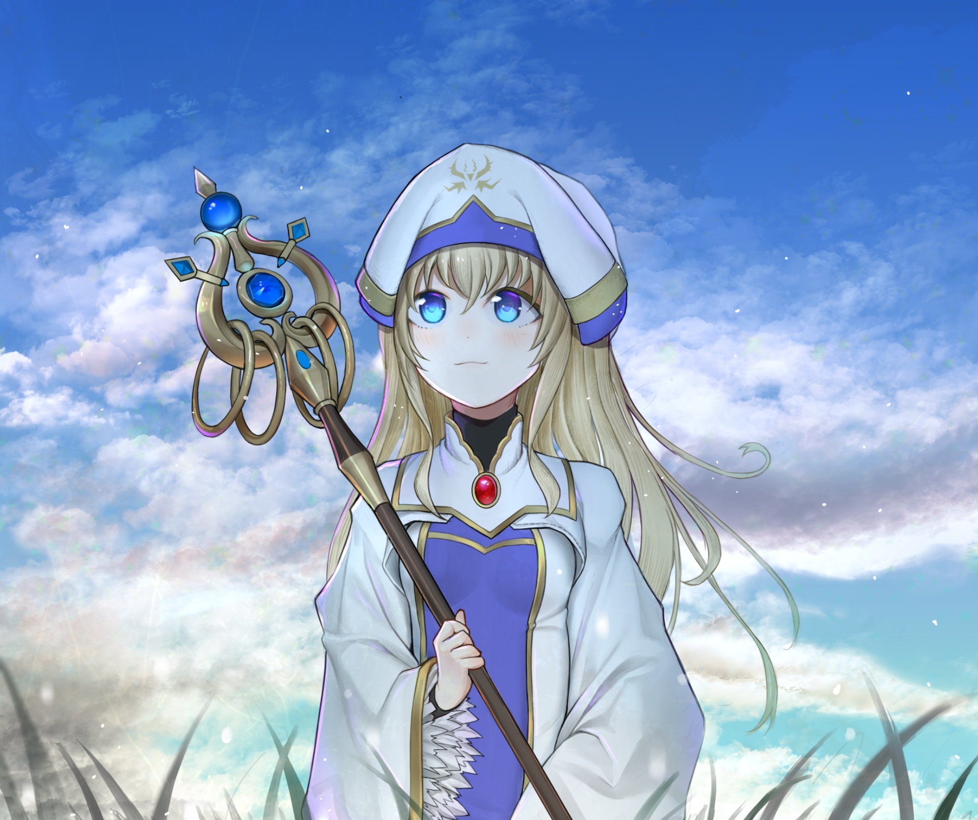 Priestess from Goblin Slayer holding a staff HD Wallpaper