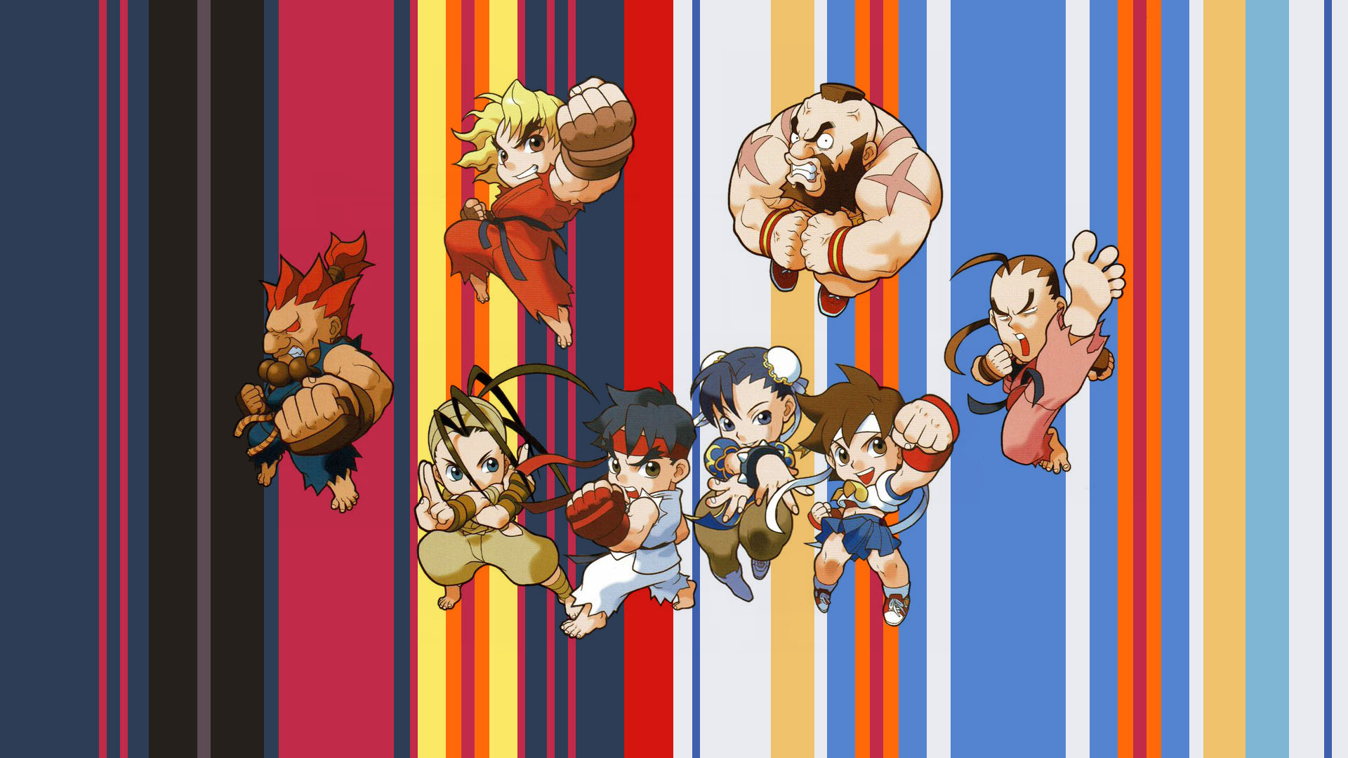 Street Fighter characters in chibi style HD Wallpaper
