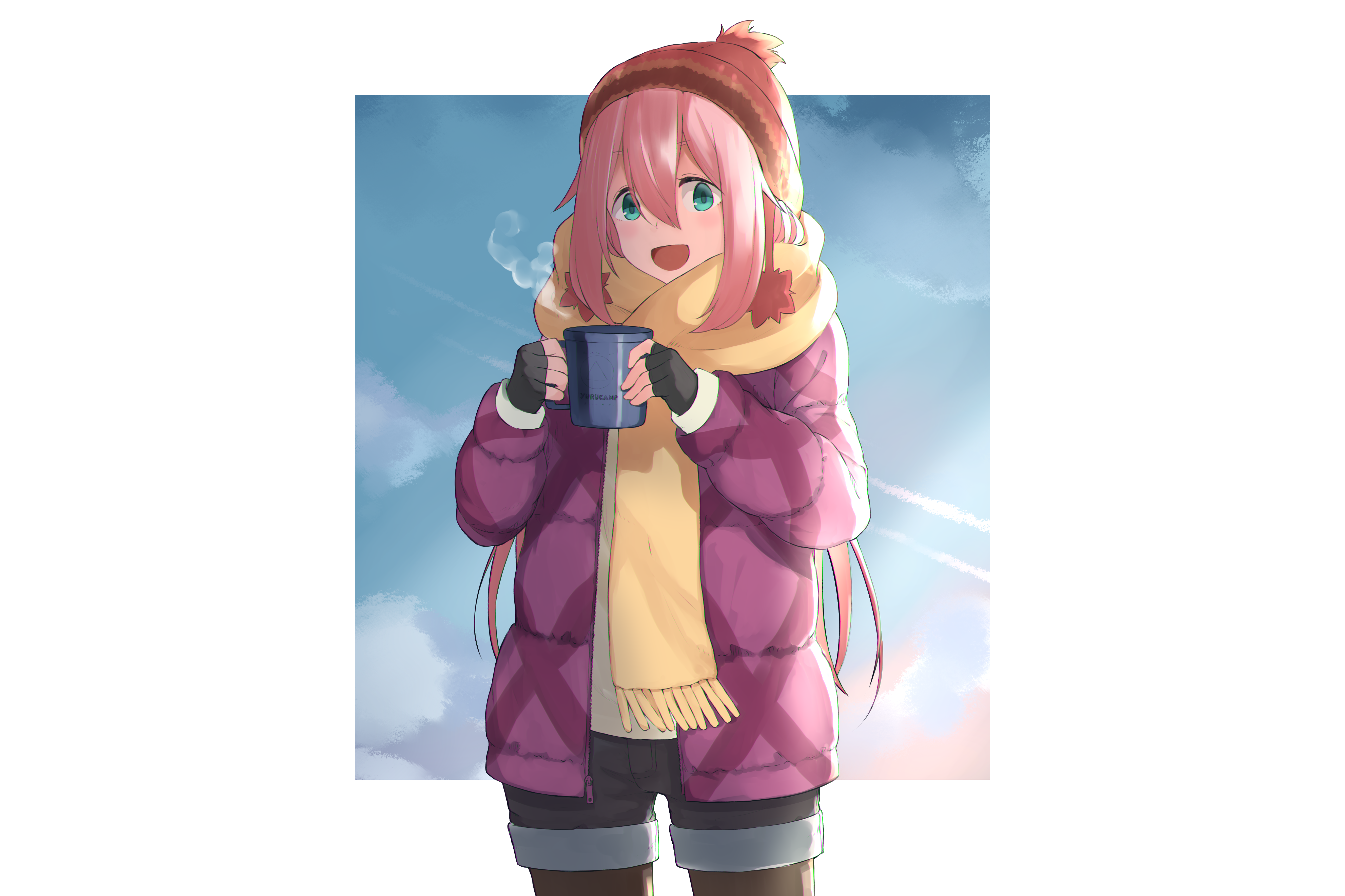 Nadeshiko Kagamihara from Yuru Camp holding a mug HD Wallpaper