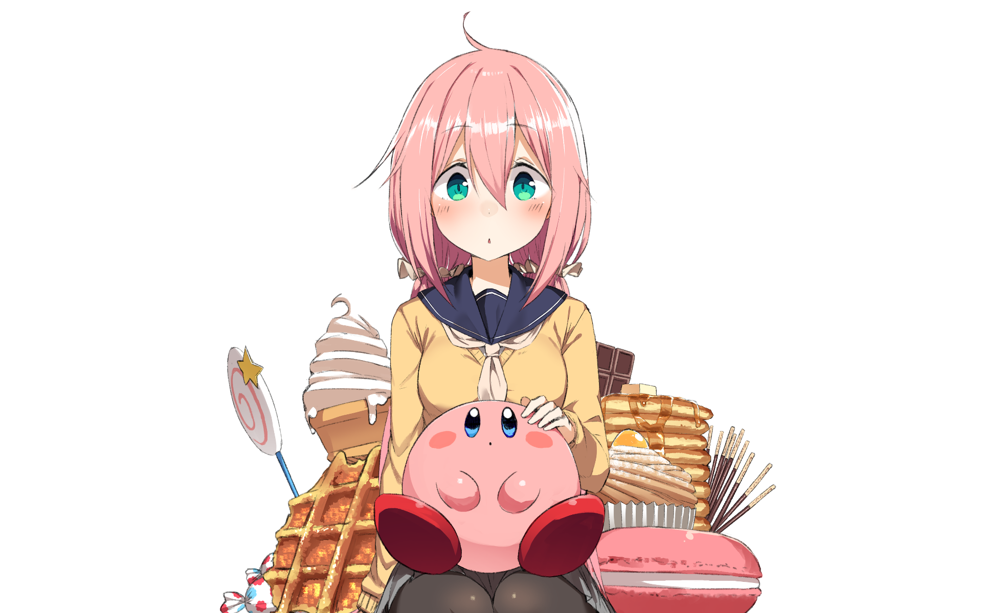 Nadeshiko Kagamihara with Kirby and Sweets HD Wallpaper