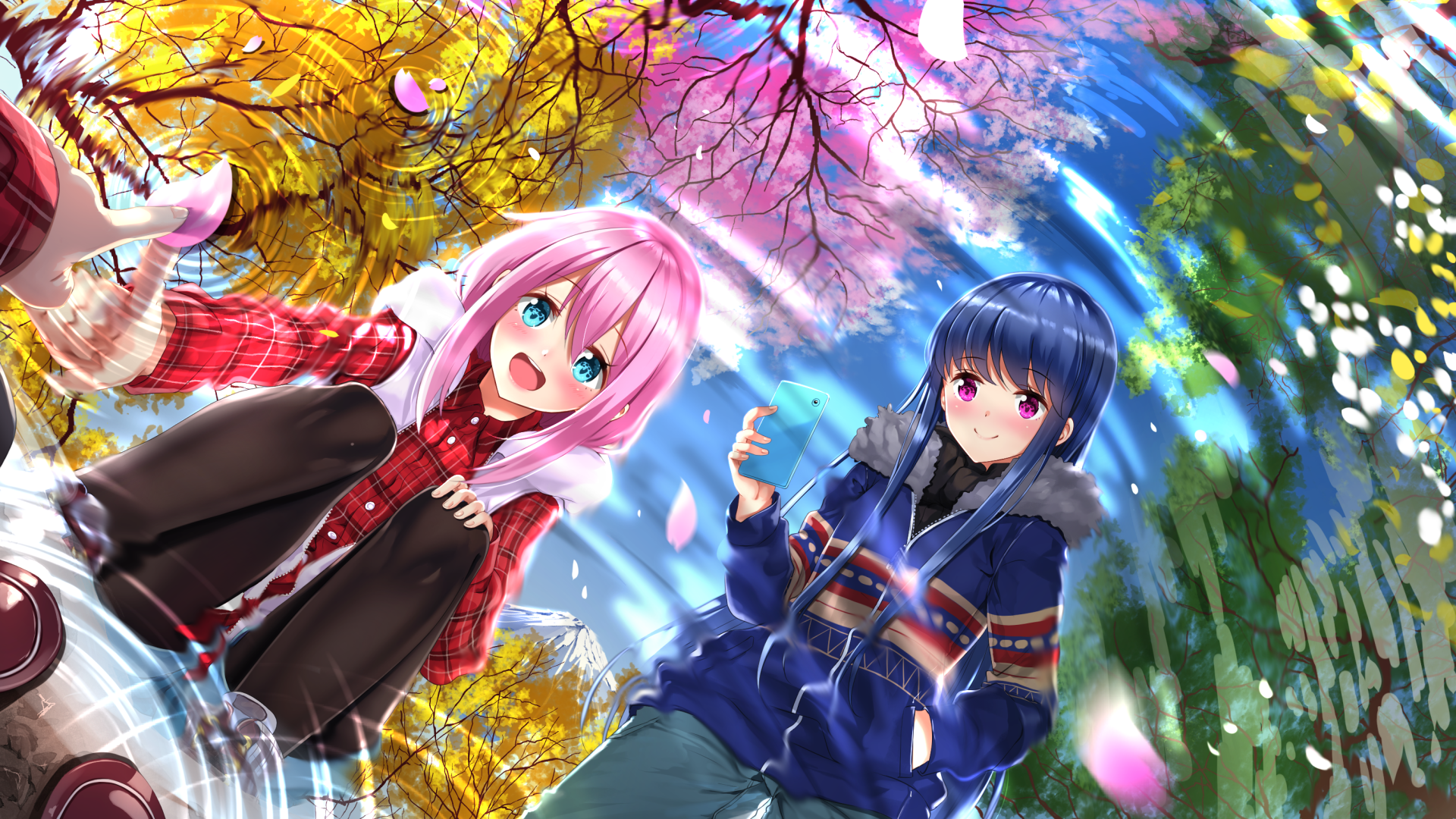Nadeshiko Kagamihara and Rin Shima from Yuru Camp HD Wallpaper
