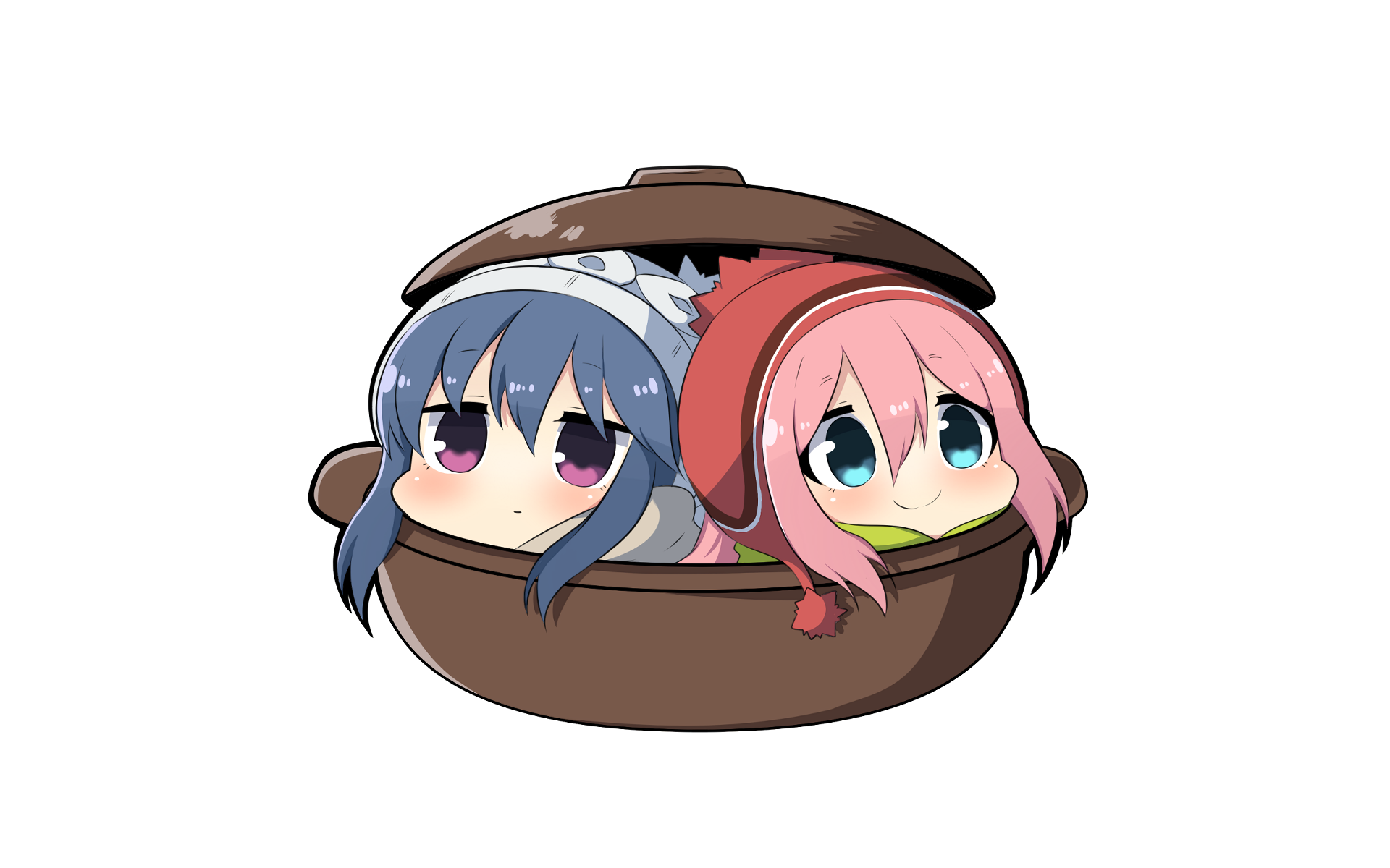 Nadeshiko Kagamihara and Rin Shima in a pot HD Wallpaper