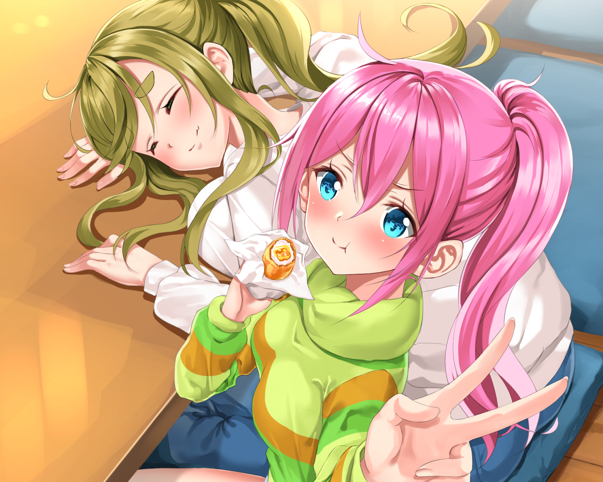 Nadeshiko Kagamihara eating a snack HD Wallpaper