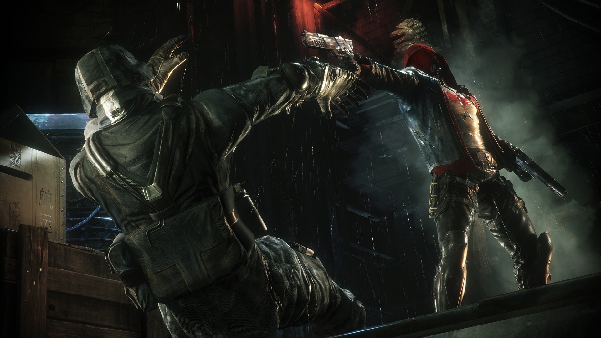 Red Hood and soldier in combat HD Wallpaper