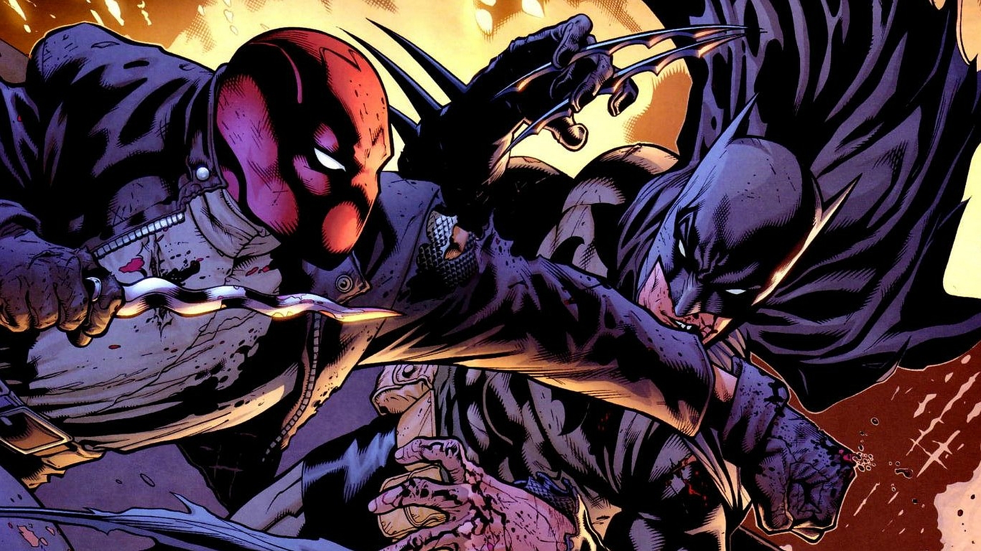 Batman and Red Hood fighting HD Wallpaper