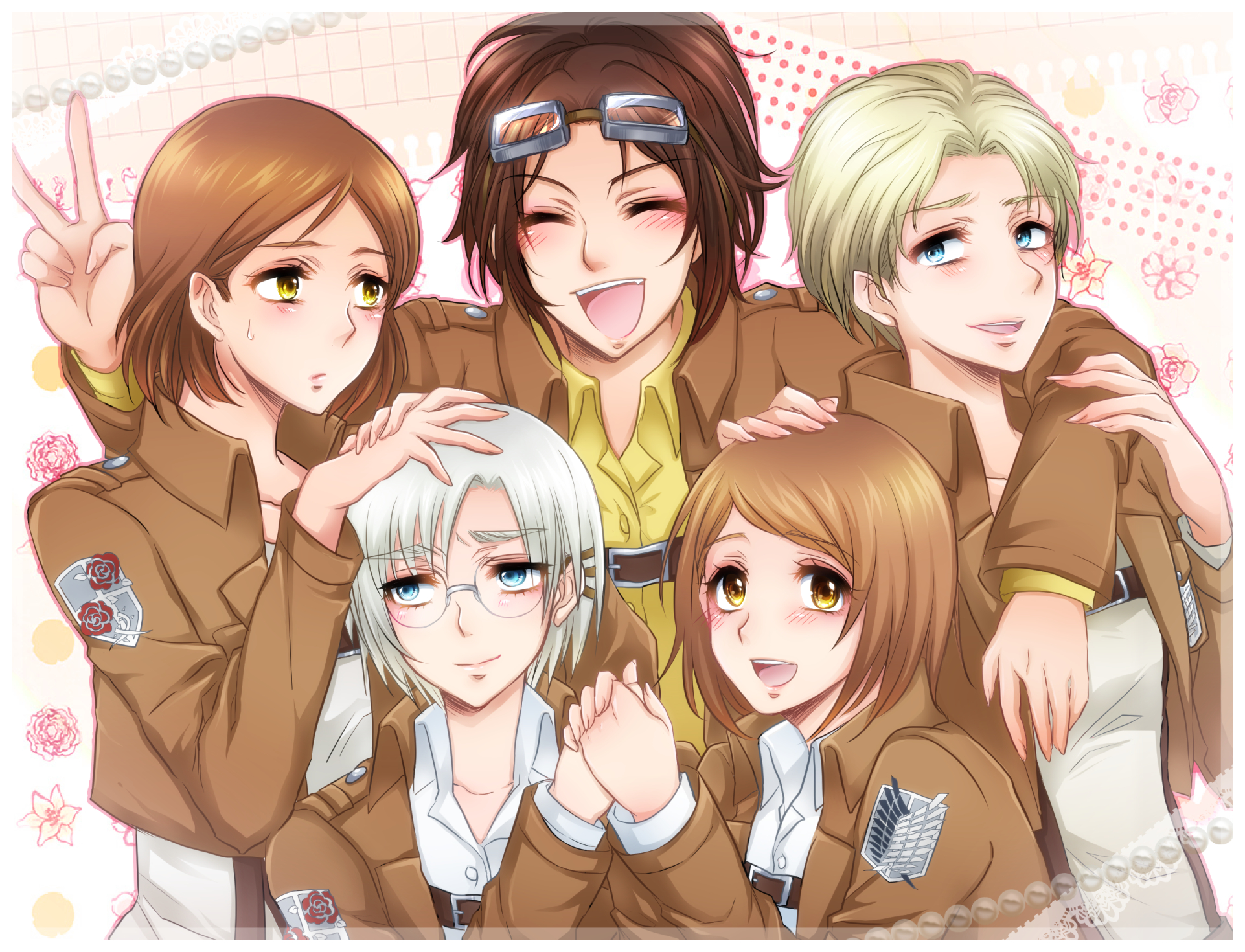 Hange Zoë and friends from Attack on Titan HD Wallpaper