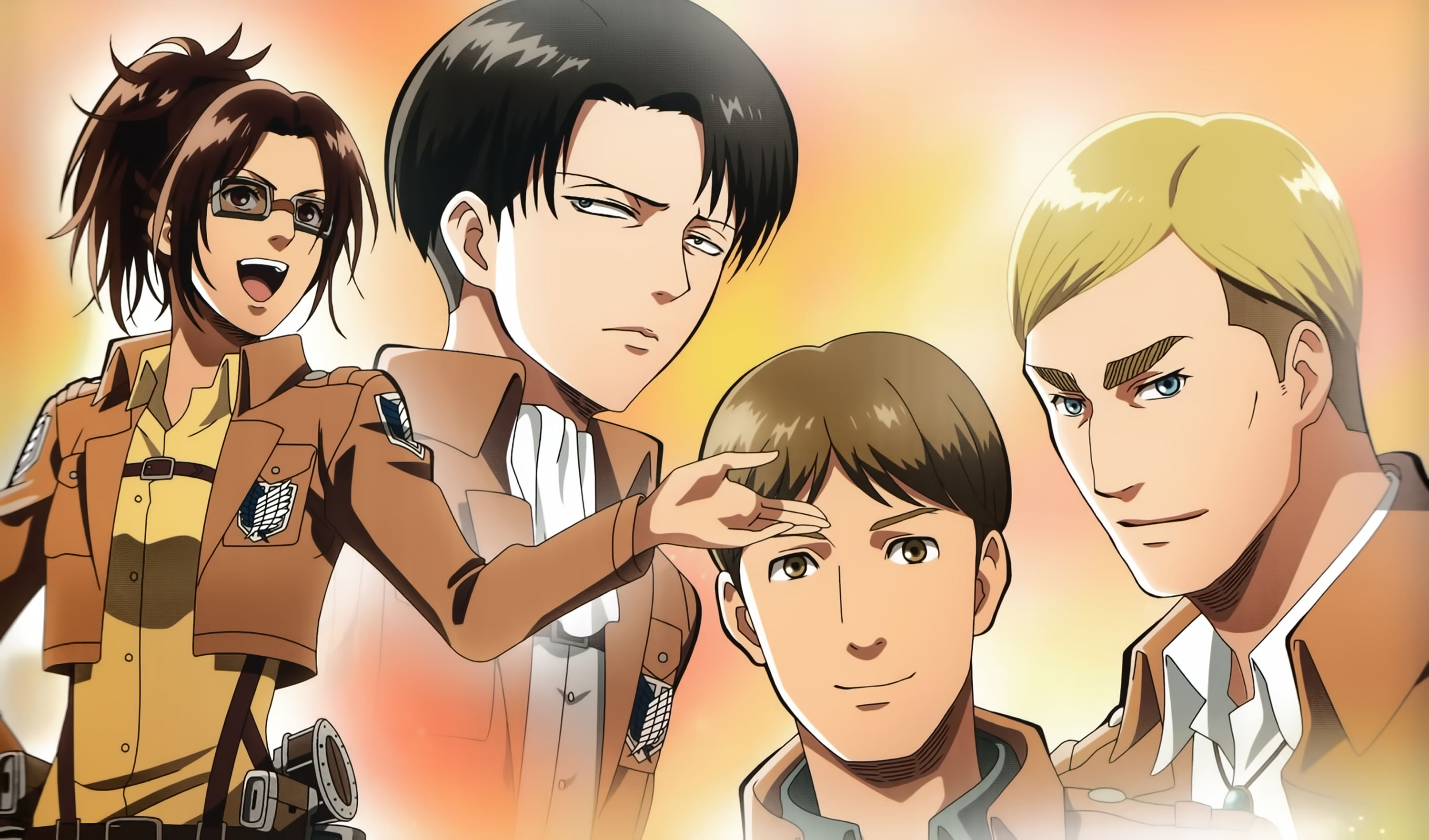 Hange Zoë, Levi Ackerman, Erwin Smith, and Survey Corps member from Attack on Titan HD Wallpaper