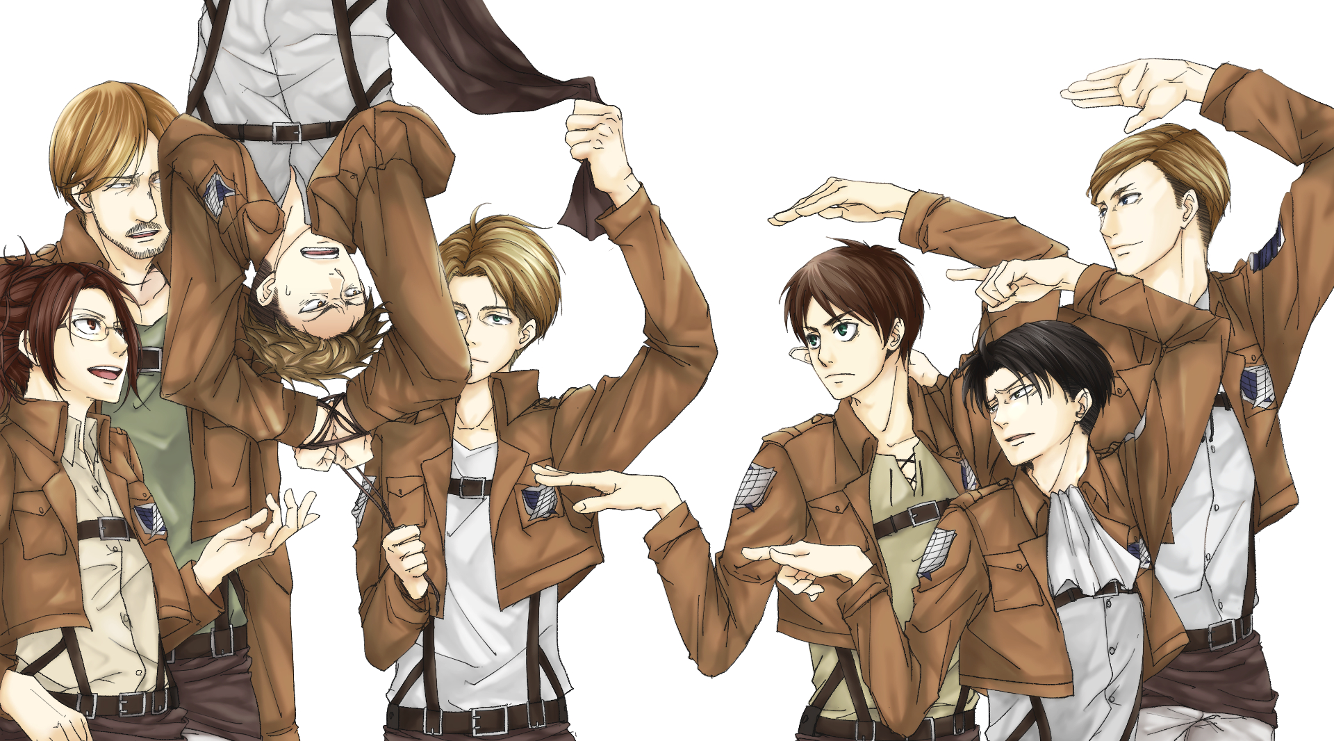 Attack on Titan characters posing HD Wallpaper