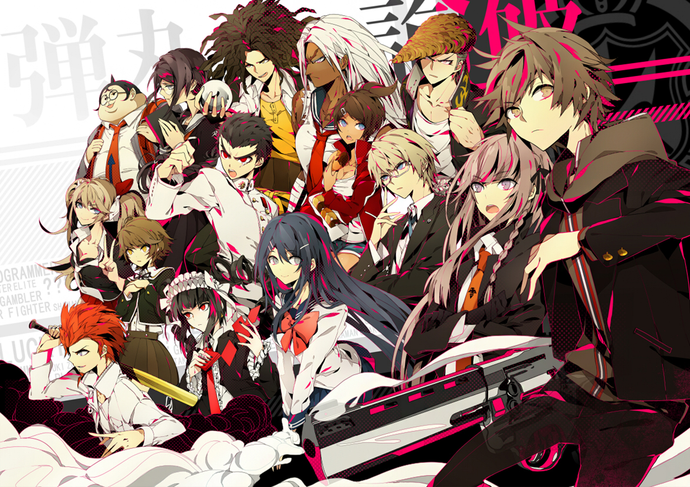 Danganronpa characters group portrait HD Wallpaper