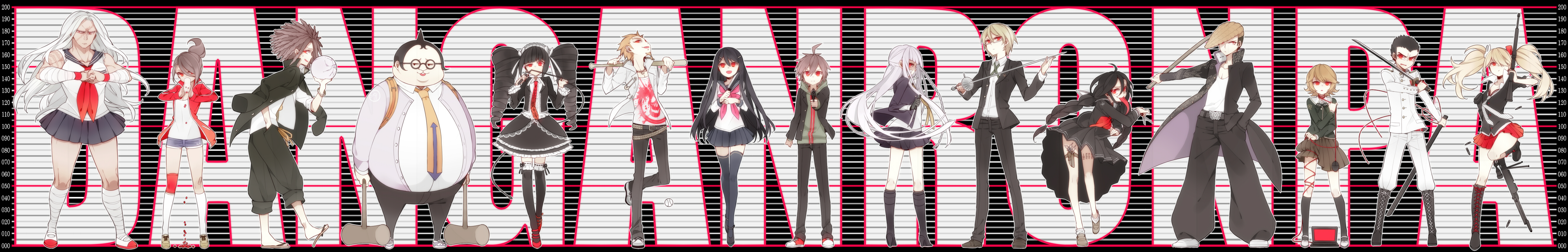 Danganronpa characters in front of title HD Wallpaper
