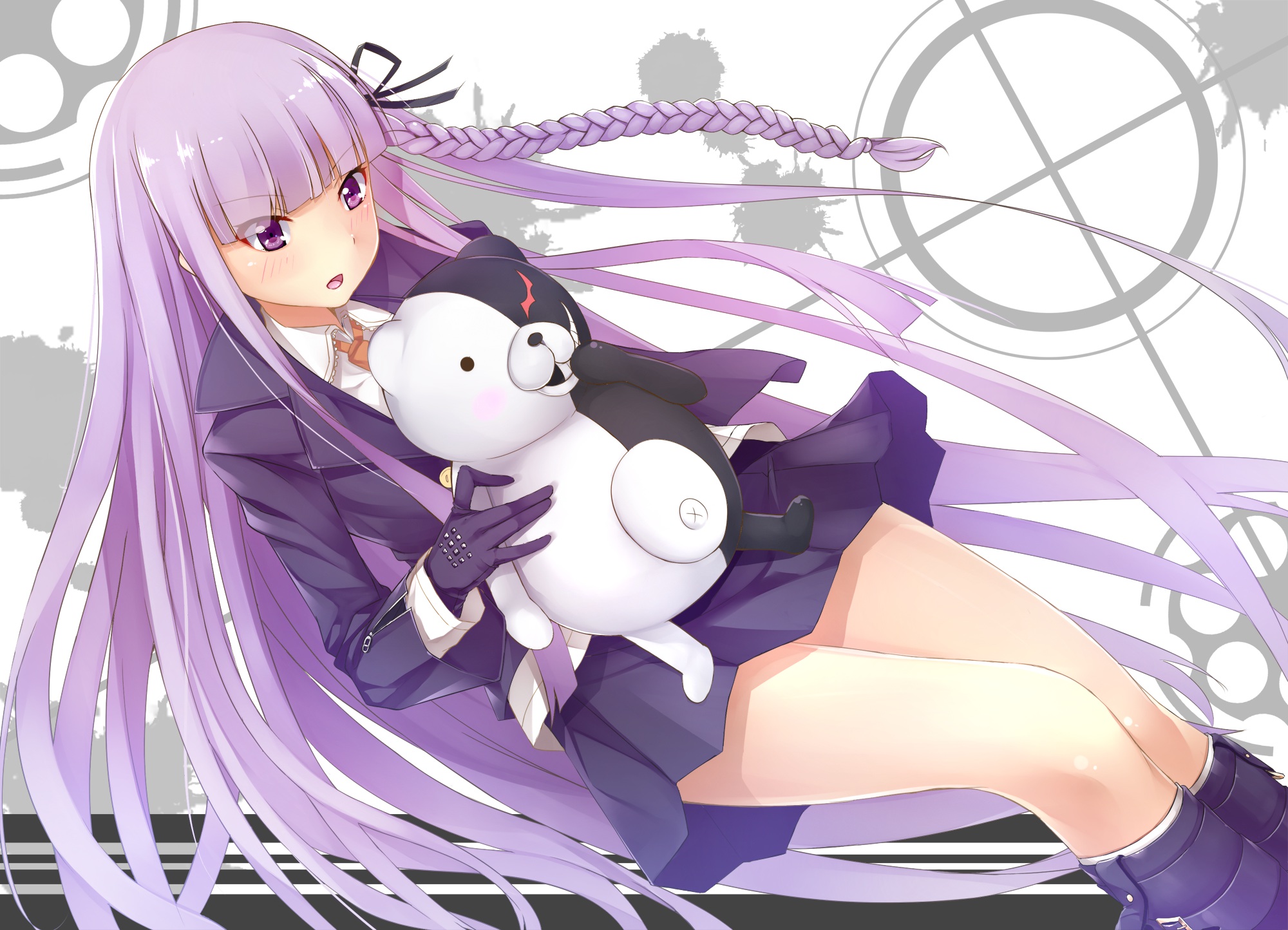 Kyōko Kirigiri from Danganronpa holding Monokuma plush HD Wallpaper