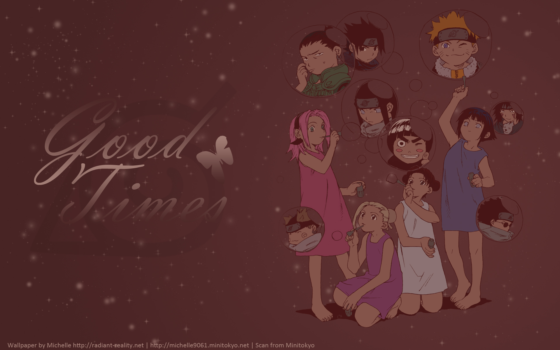 Naruto characters blowing bubbles HD Wallpaper