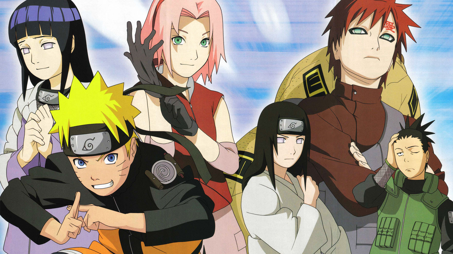 Naruto, Hinata, Sakura, Gaara, Neji, and Shikamaru from Naruto HD Wallpaper