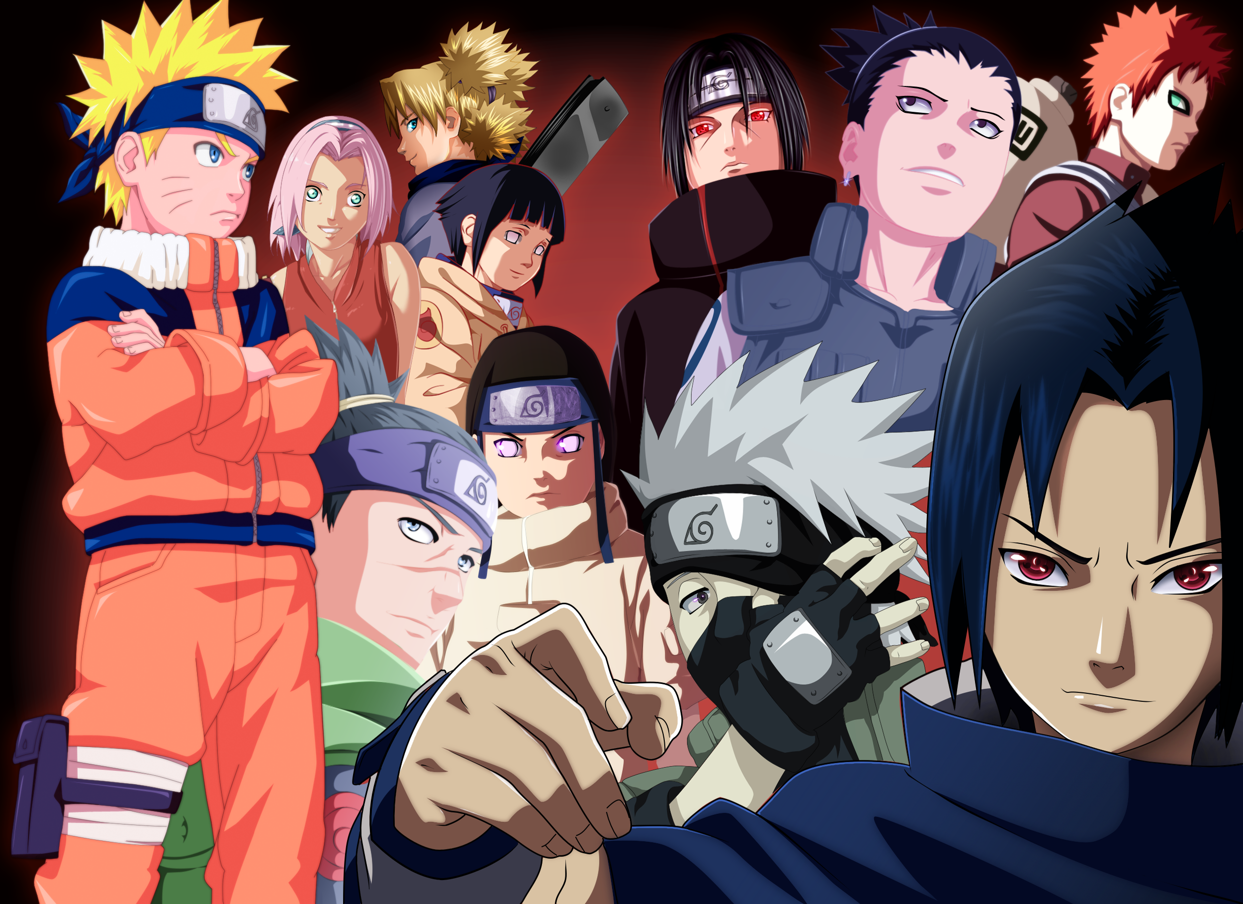 Naruto characters group portrait HD Wallpaper