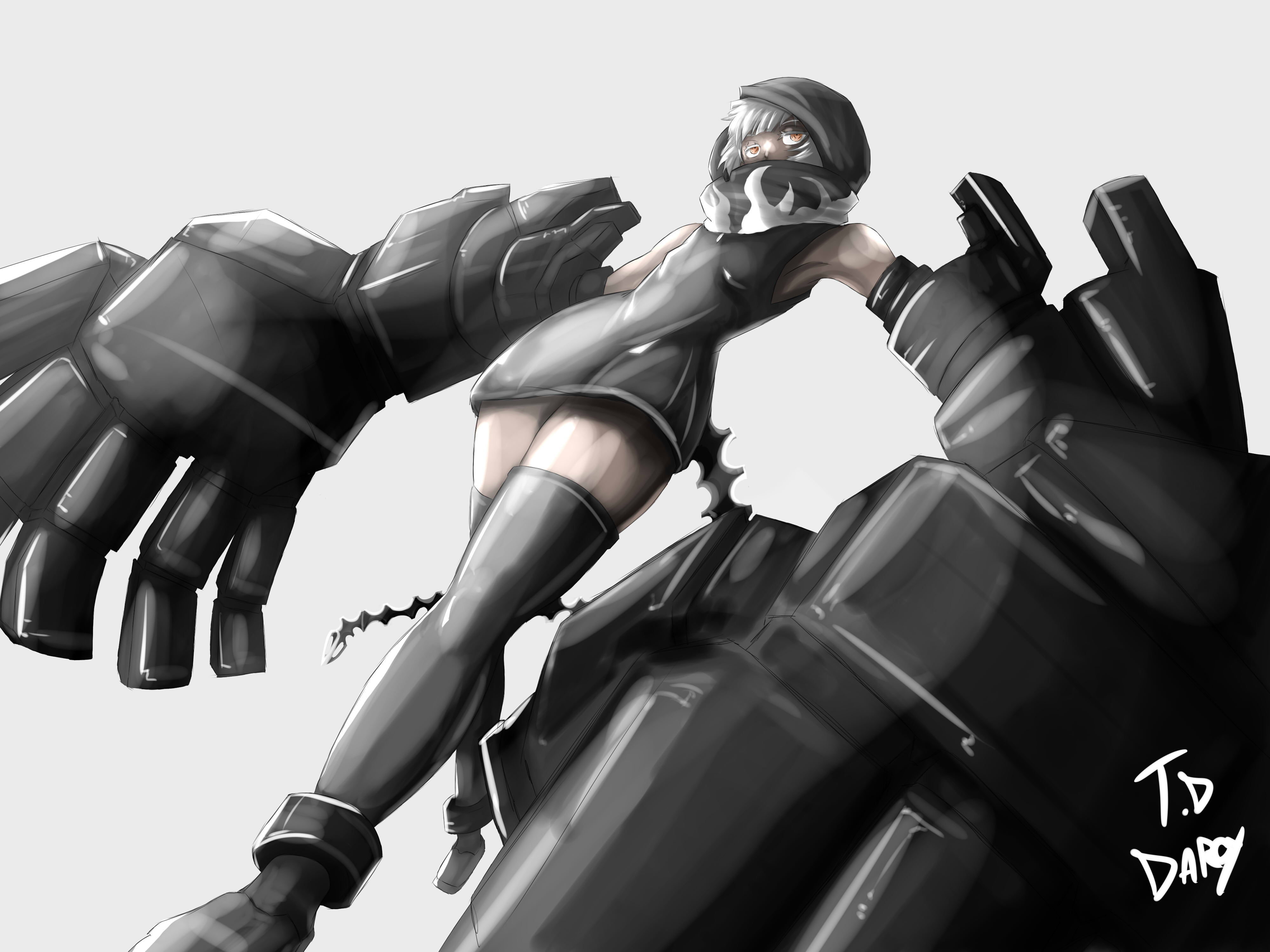 Girl with large mechanical arms HD Wallpaper