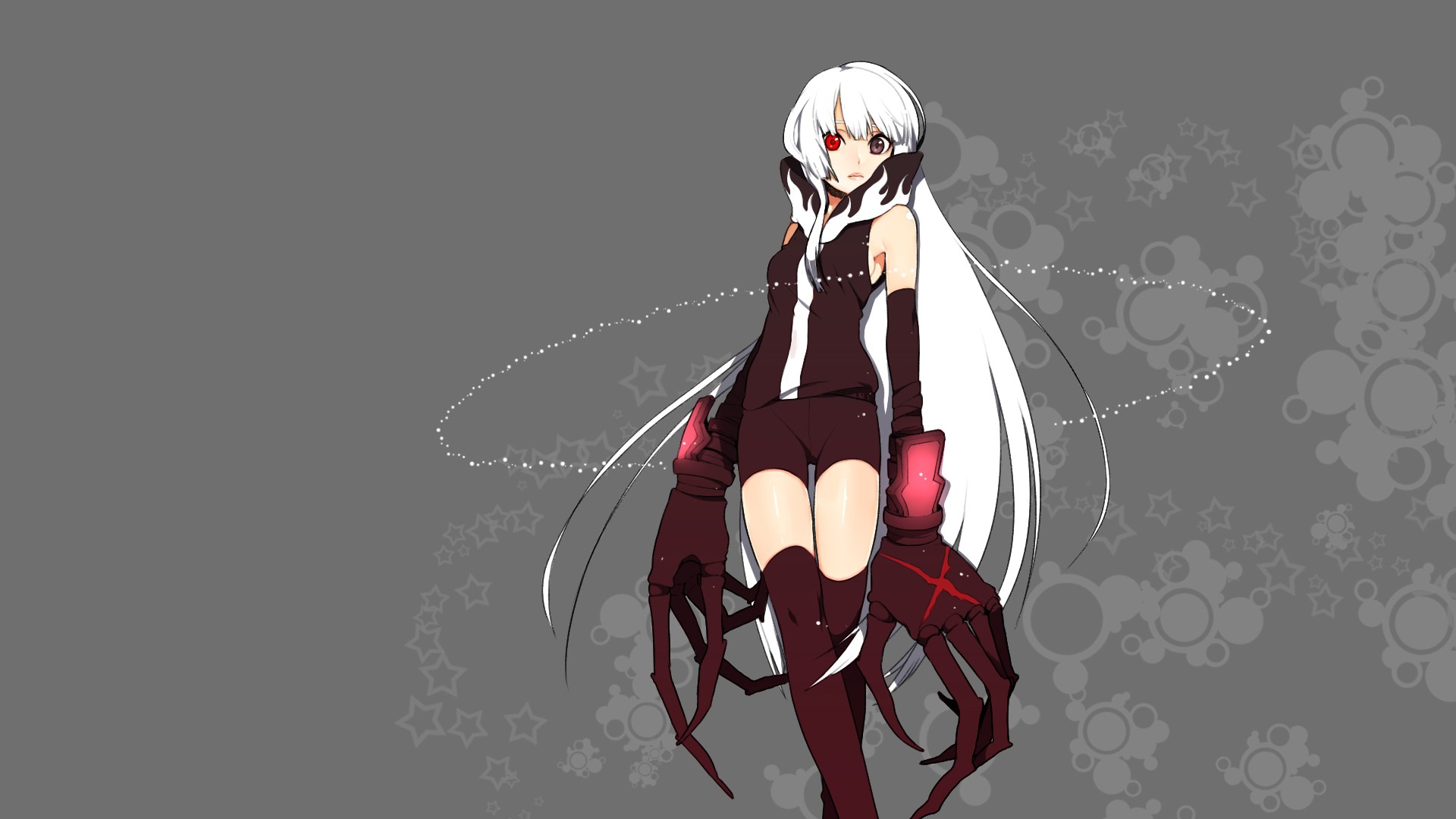 Anime girl with white hair and red eyes HD Wallpaper