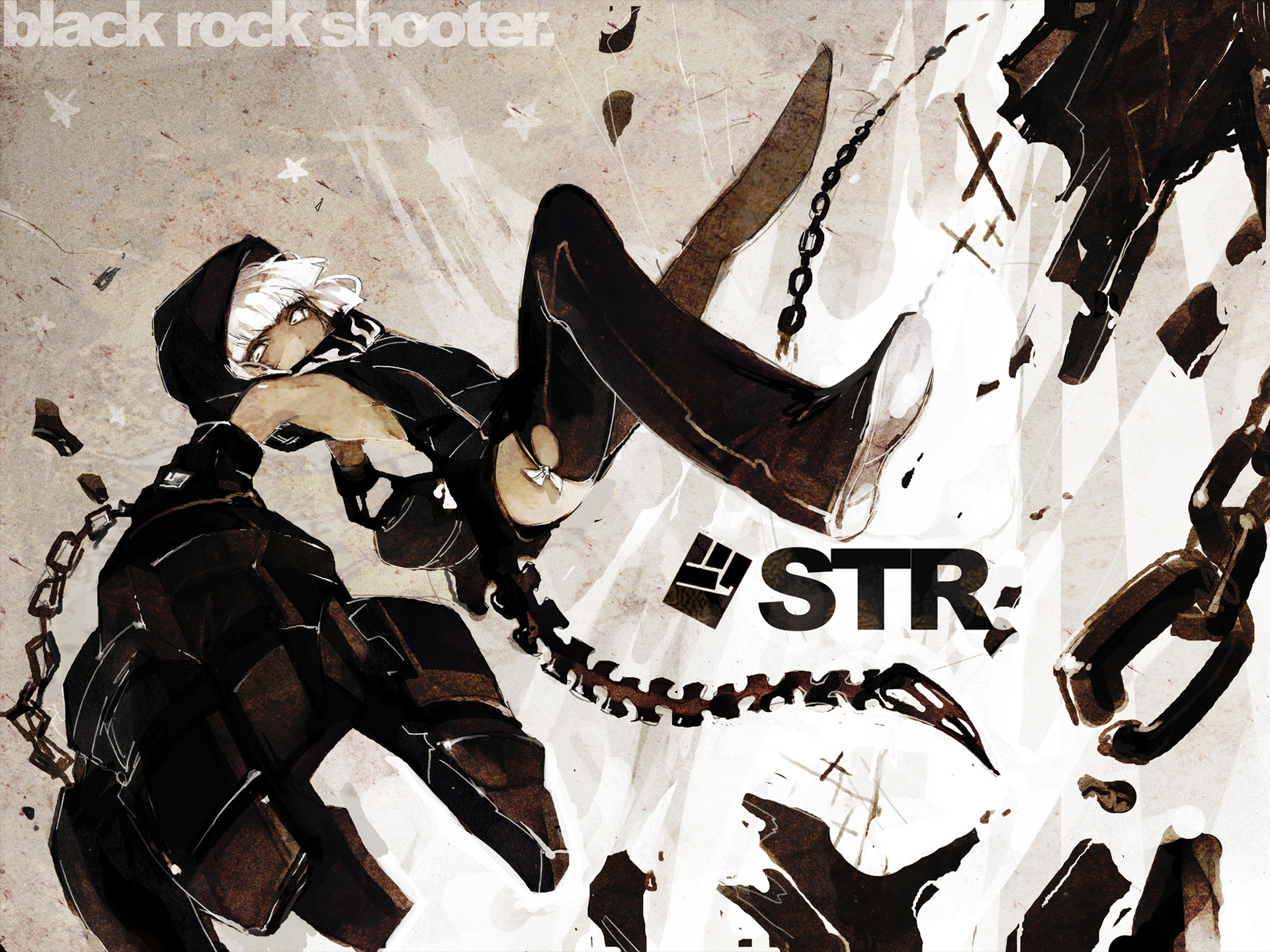 Black Rock Shooter with Strength Symbol HD Wallpaper