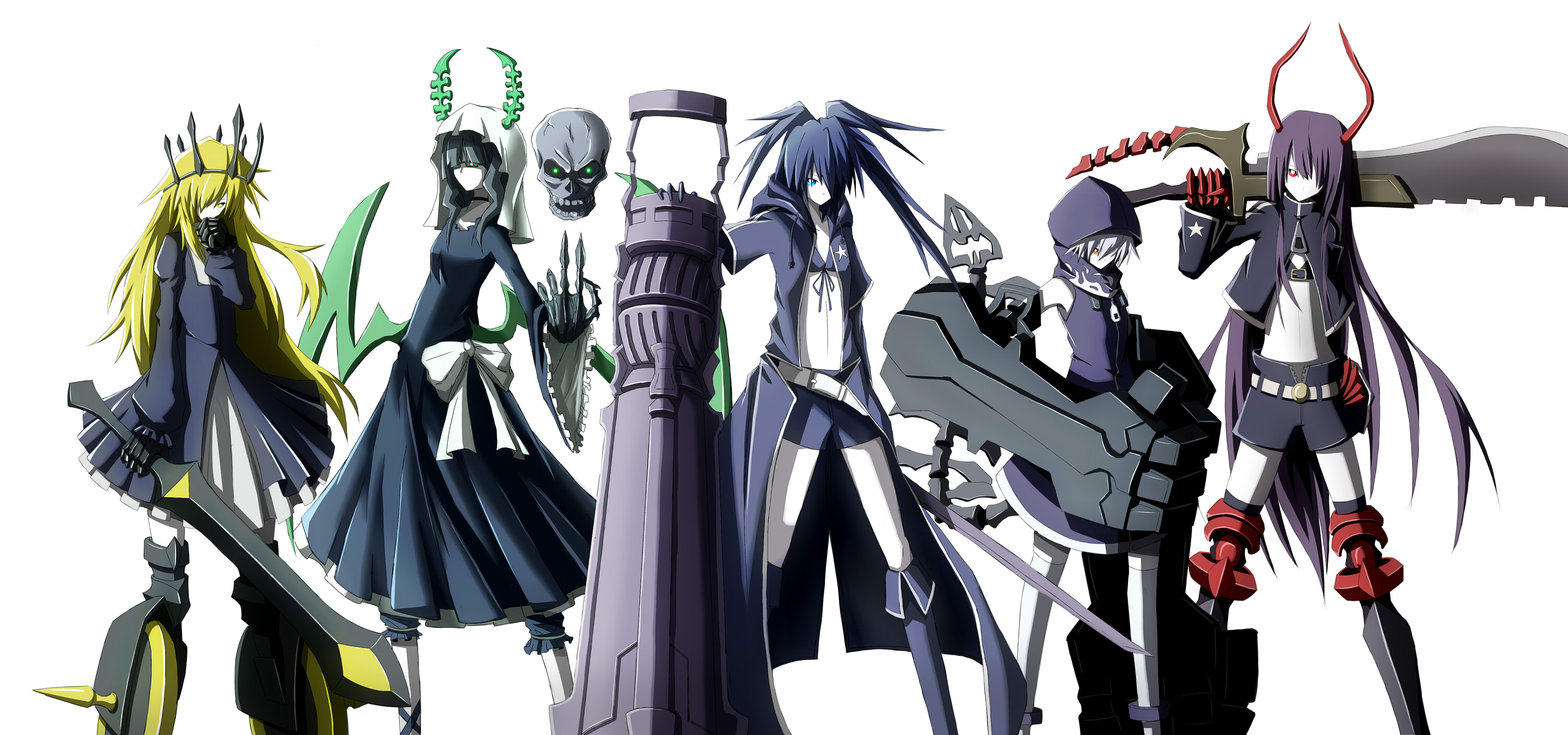 Black Rock Shooter characters group illustration HD Wallpaper