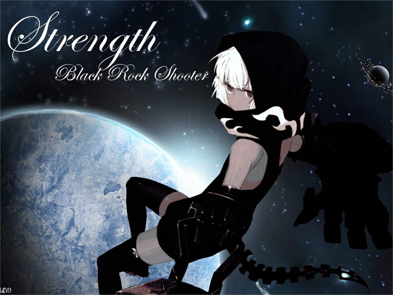 Strength Black Rock Shooter in Space HD Wallpaper