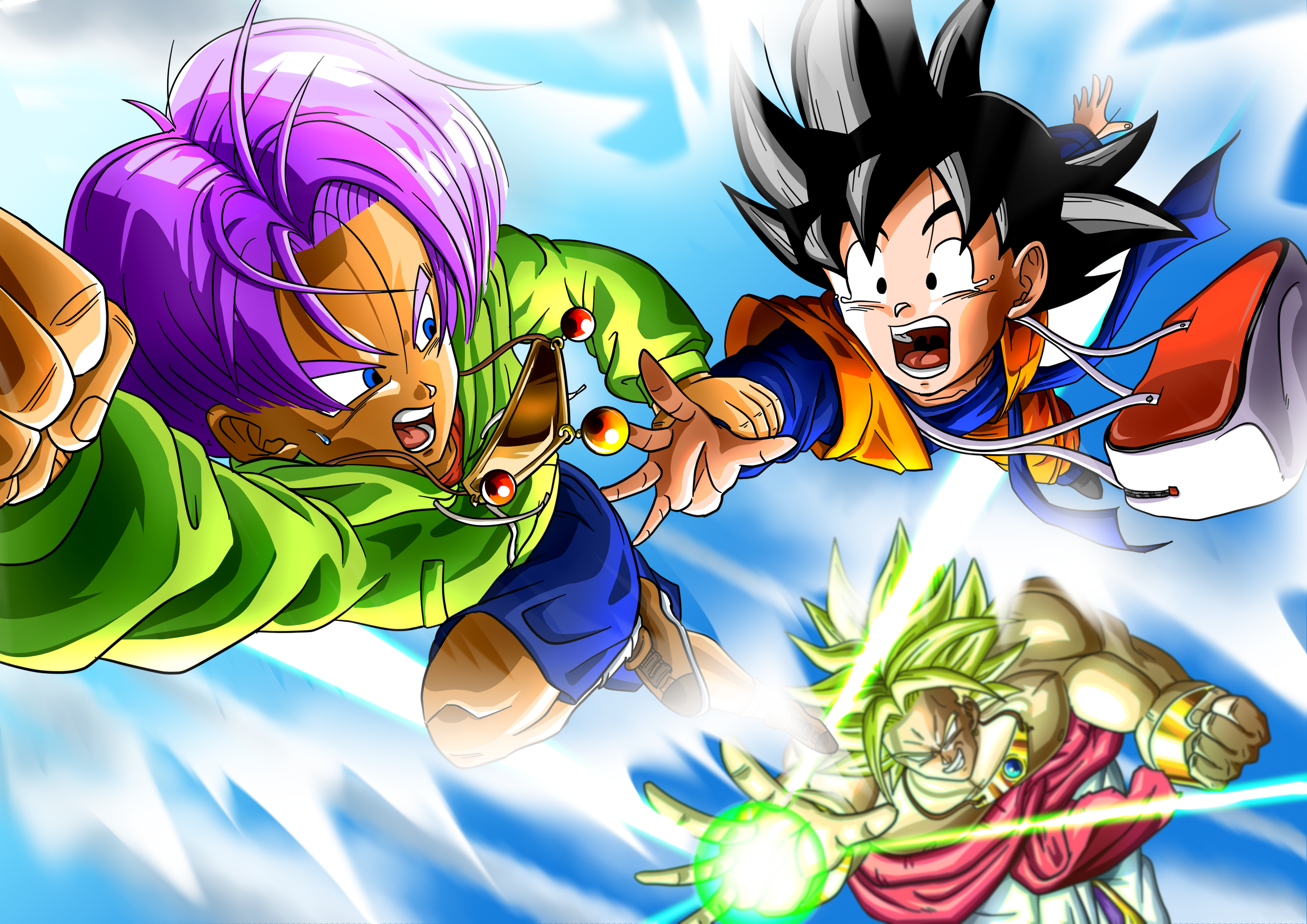 Trunks, Goten, and Broly from Dragon Ball HD Wallpaper