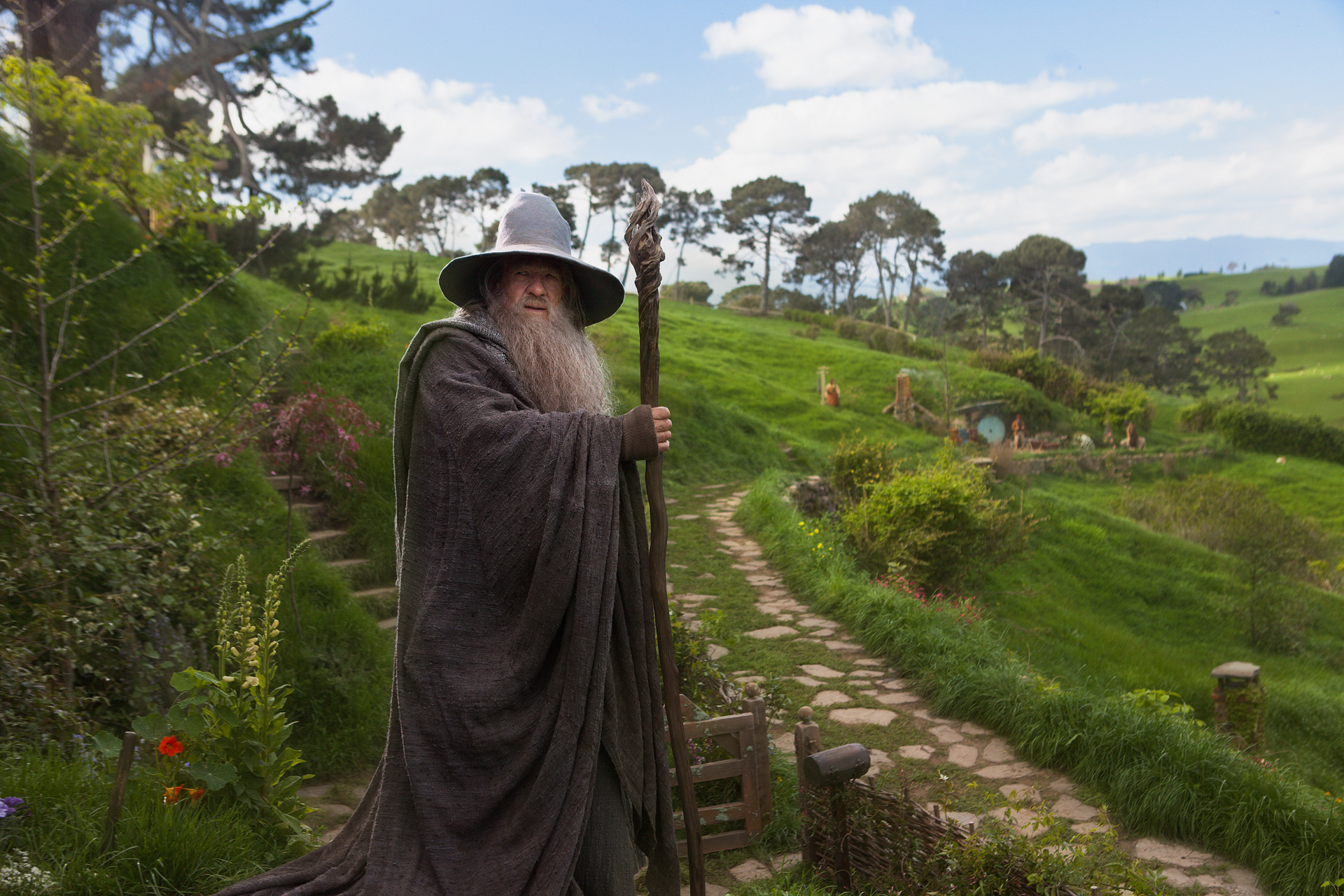 Gandalf from Lord of the Rings in Hobbiton HD Wallpaper