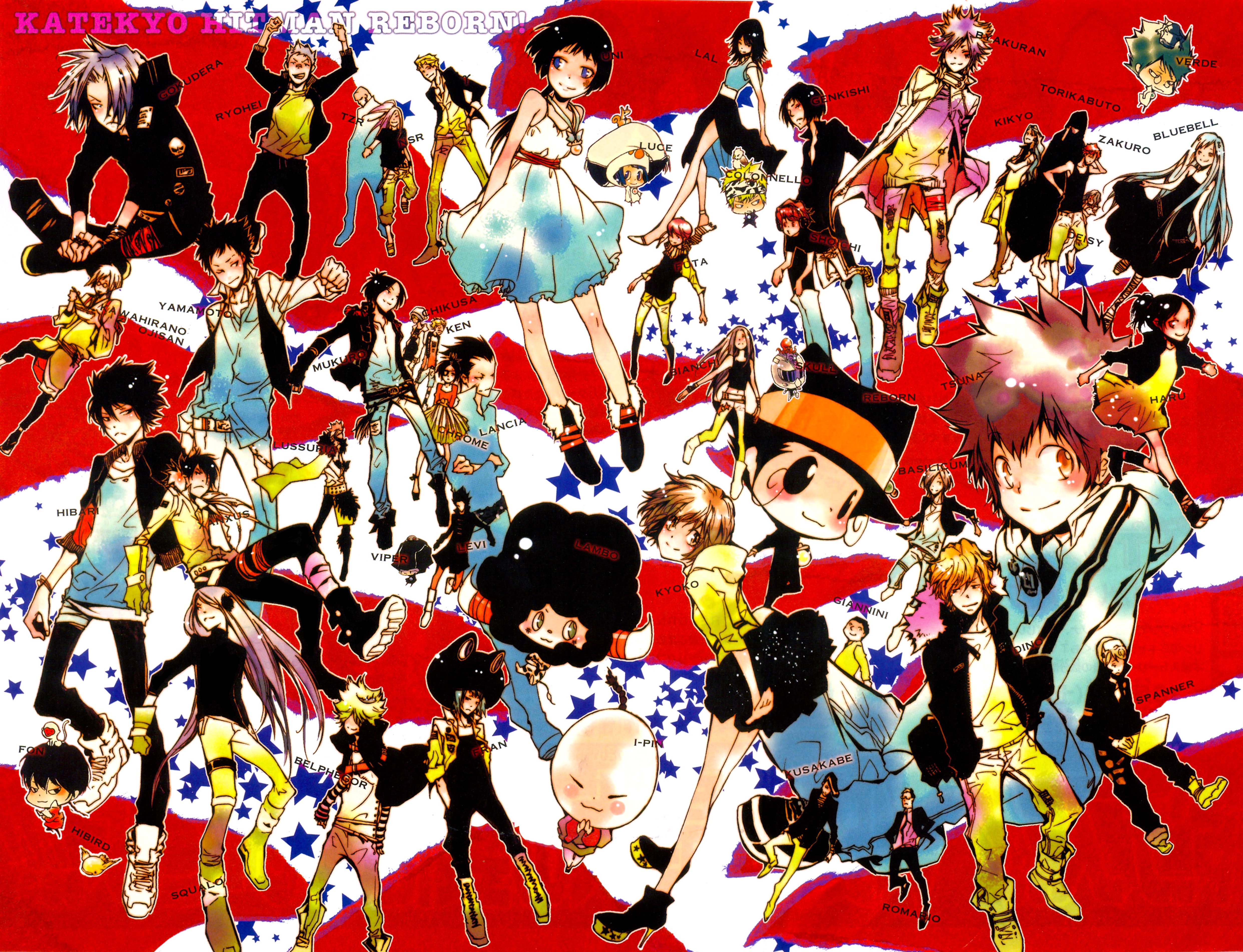 Katekyo Hitman Reborn! characters on American flag background HD Wallpaper