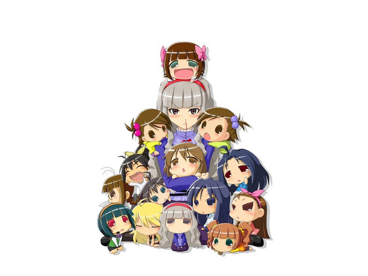 Chibi characters from The Idolmaster Cinderella Girls HD Wallpaper