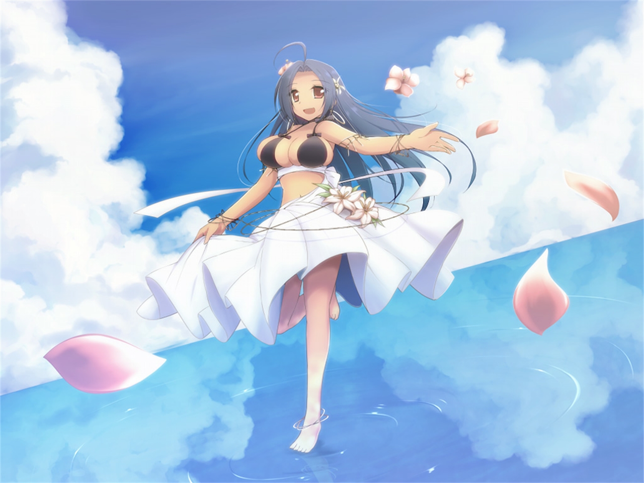 Azusa Miura in a white dress HD Wallpaper