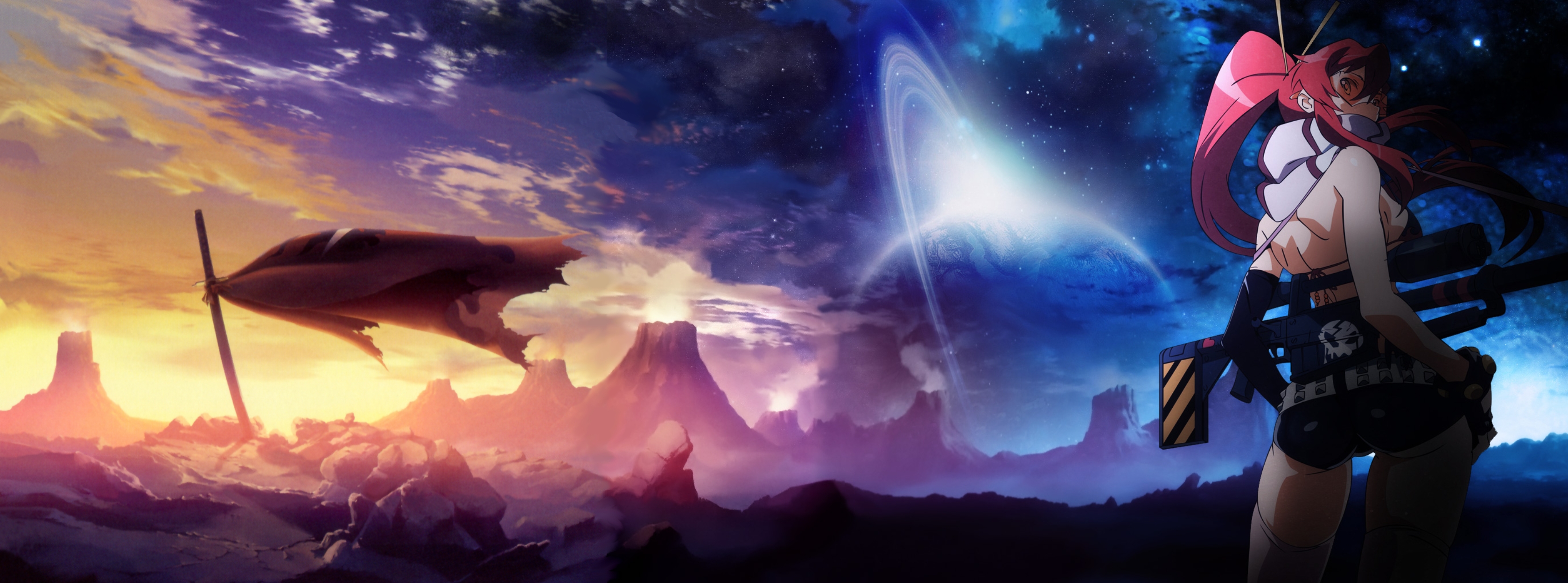 Yoko Littner from Gurren Lagann in a desolate landscape HD Wallpaper