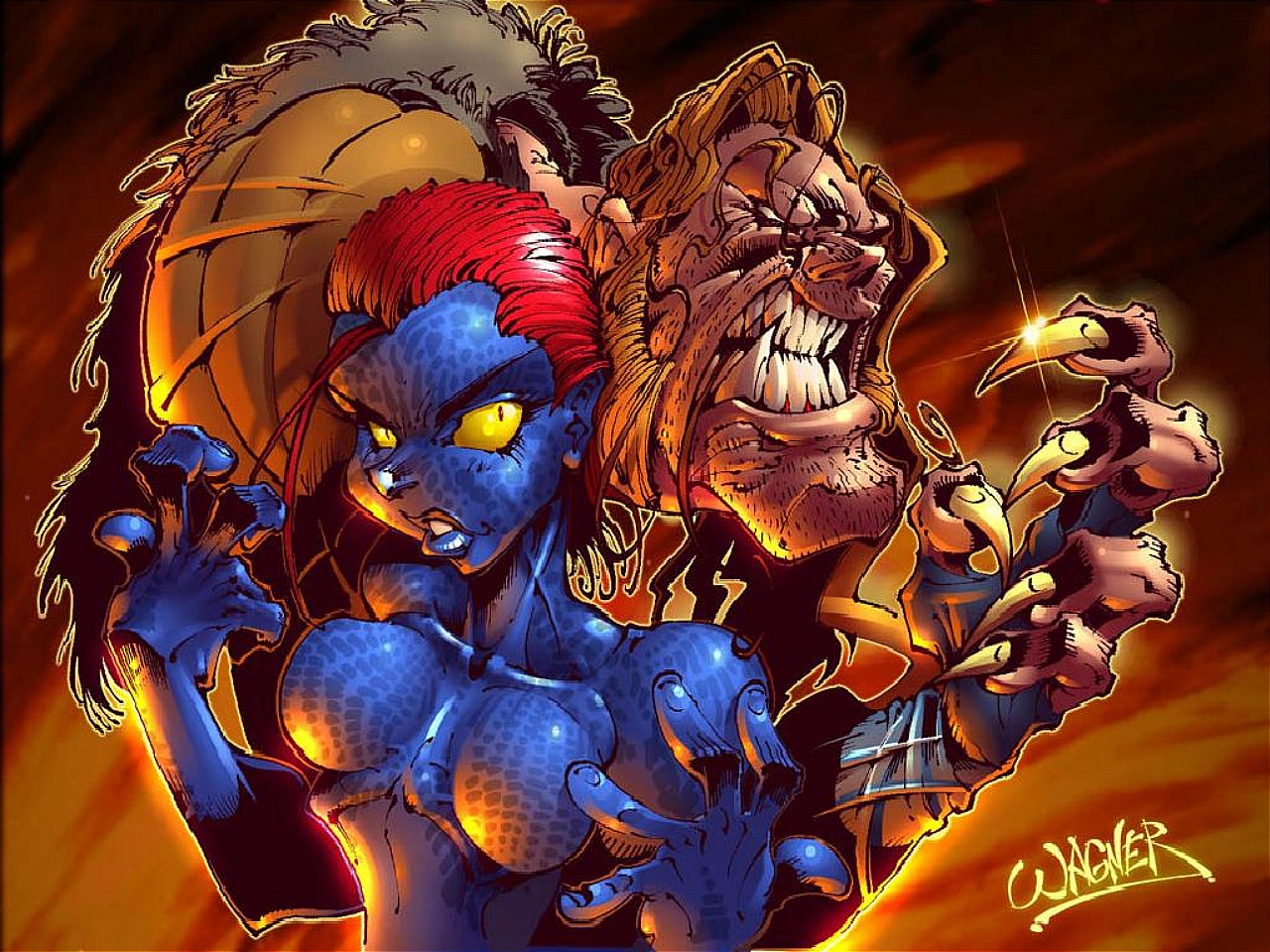 Mystique and Sabretooth from Marvel Comics HD Wallpaper