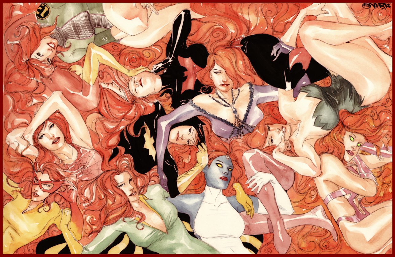 Mystique and other female comic characters HD Wallpaper