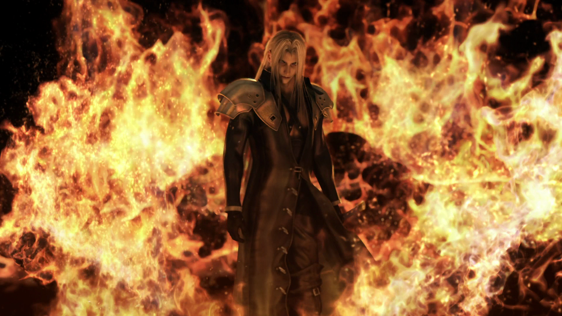 Sephiroth from Final Fantasy surrounded by fire HD Wallpaper
