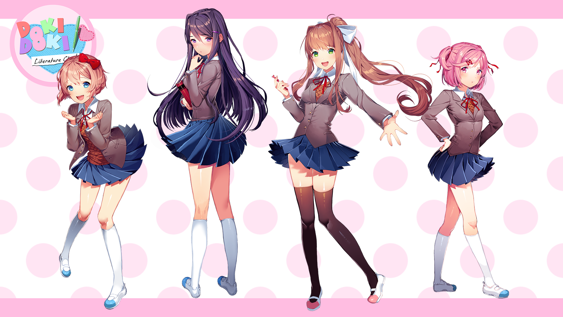 Sayori, Yuri, Monika, and Natsuki from Doki Doki Literature Club! HD Wallpaper