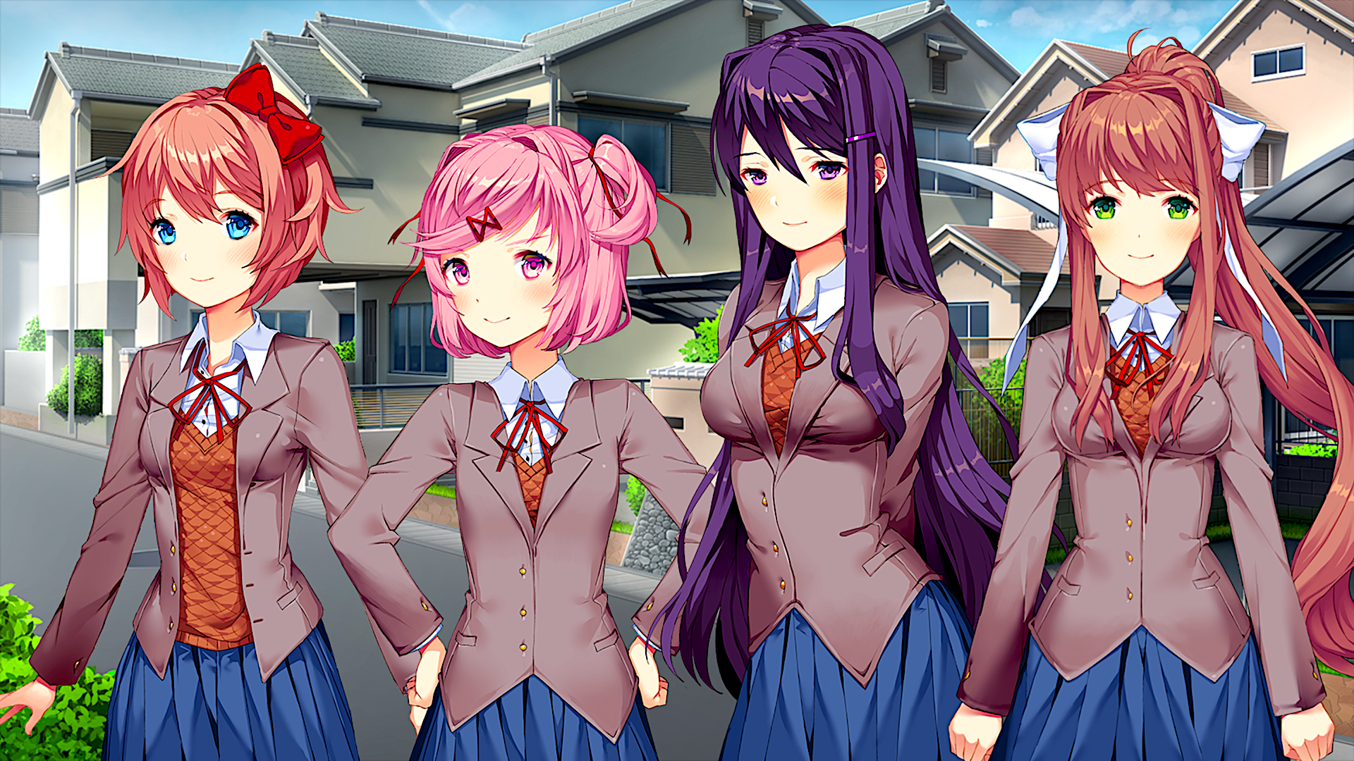 Sayori, Natsuki, Yuri, and Monika from Doki Doki Literature Club! HD Wallpaper