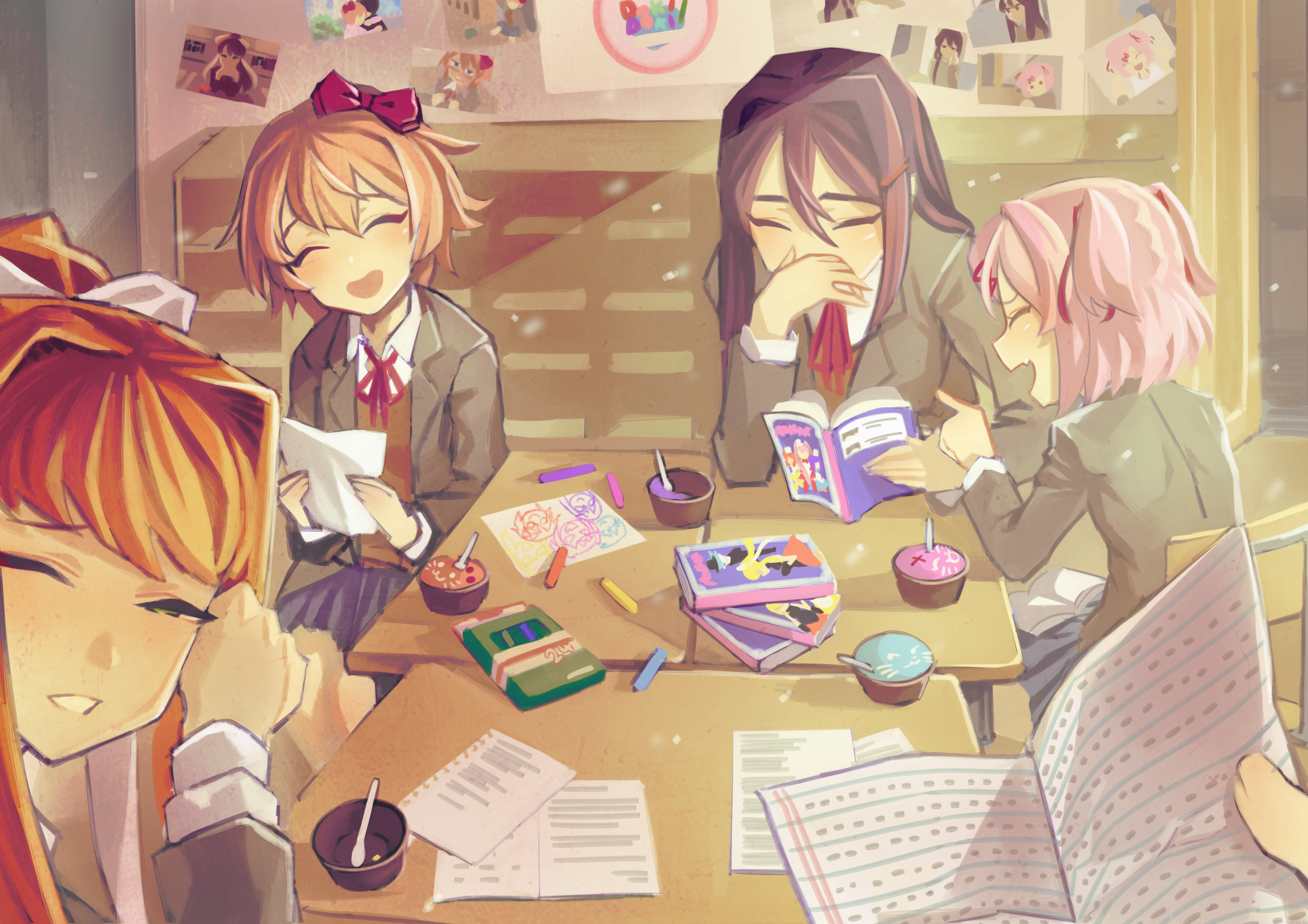 Monika, Sayori, Yuri, and Natsuki from Doki Doki Literature Club! HD Wallpaper